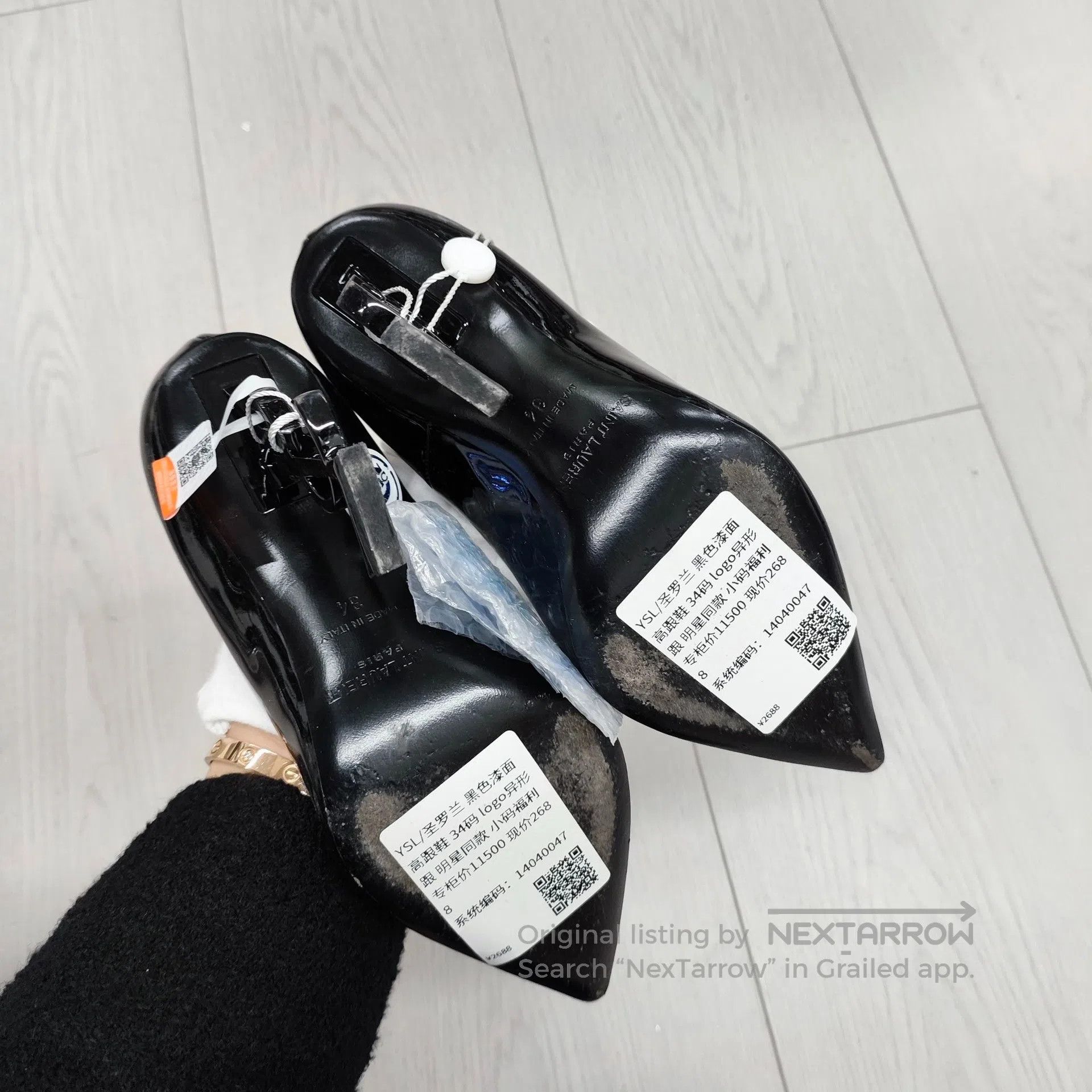Saint Laurent Paris Saint Laurent Paris Black leather high heel shoes with met Size US 12 / IT 42 - 4 Thumbnail