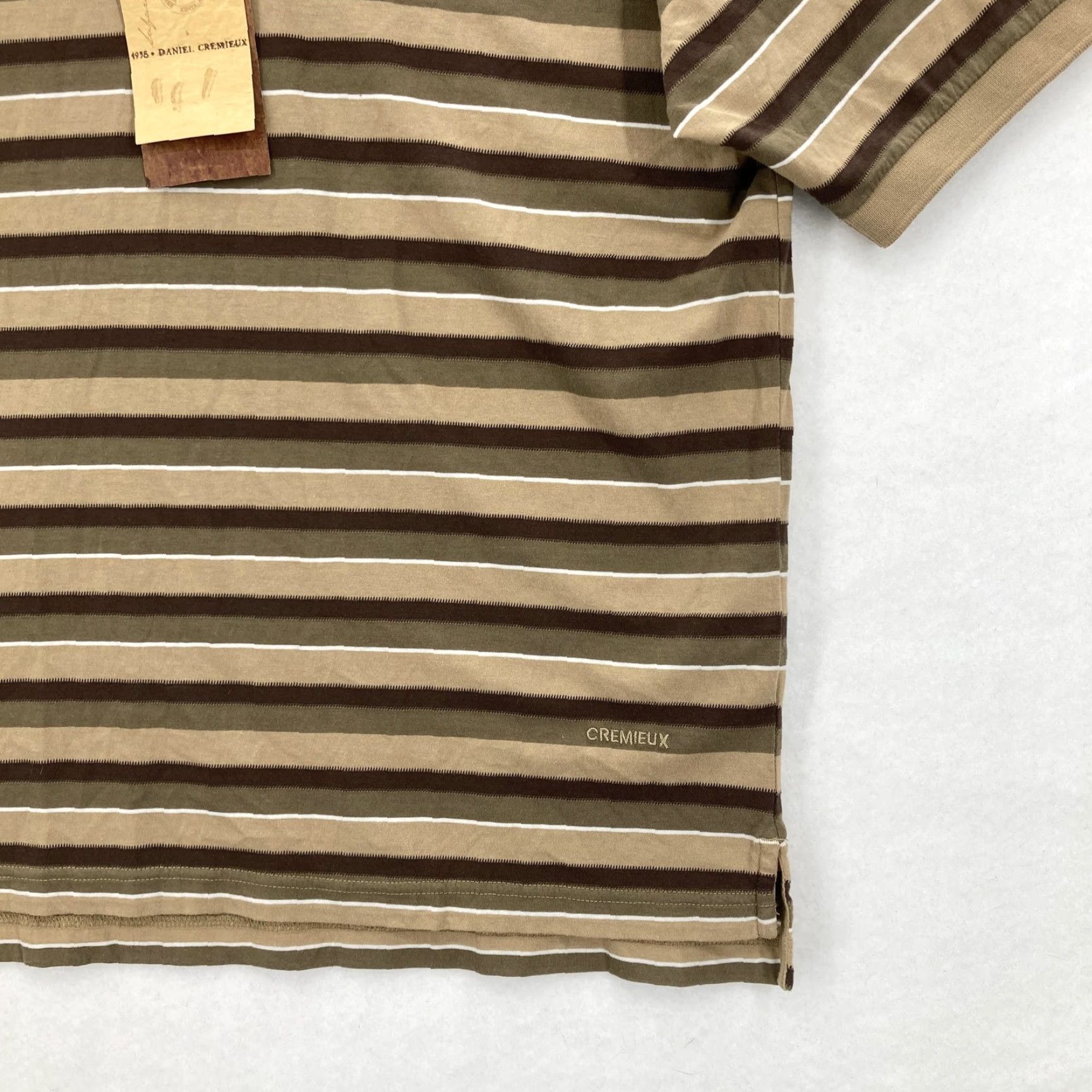 Cremieux Daniel Cremieux Polo Shirt Mens M Khaki Brown Stripe Tailored Fit Cotton Size US M / EU 48-50 / 2 - 3 Thumbnail