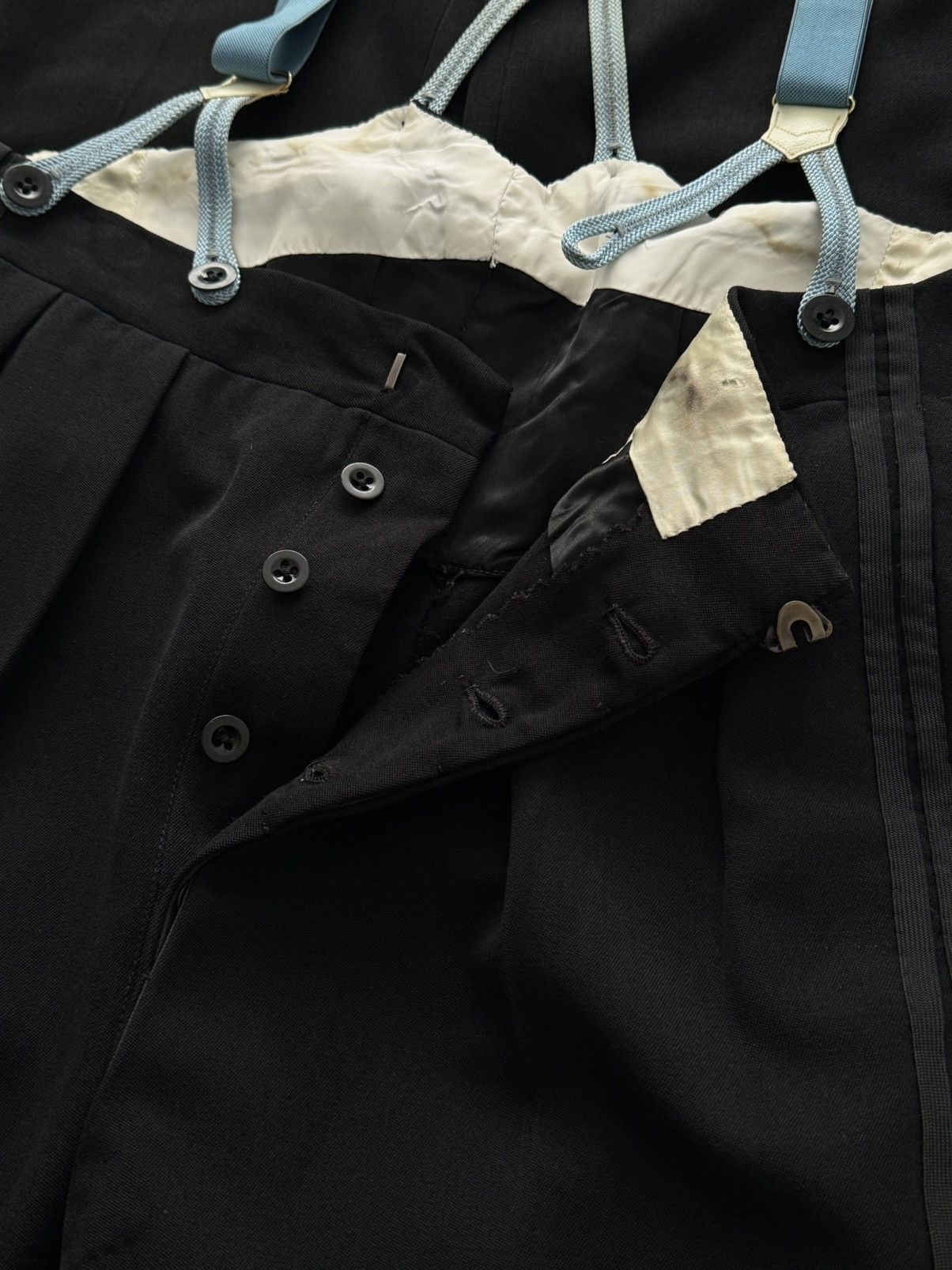 Vintage Vintage 1950s European Tuxedo Suspenders Wool Trousers Size US 32 / EU 48 - 7 Thumbnail