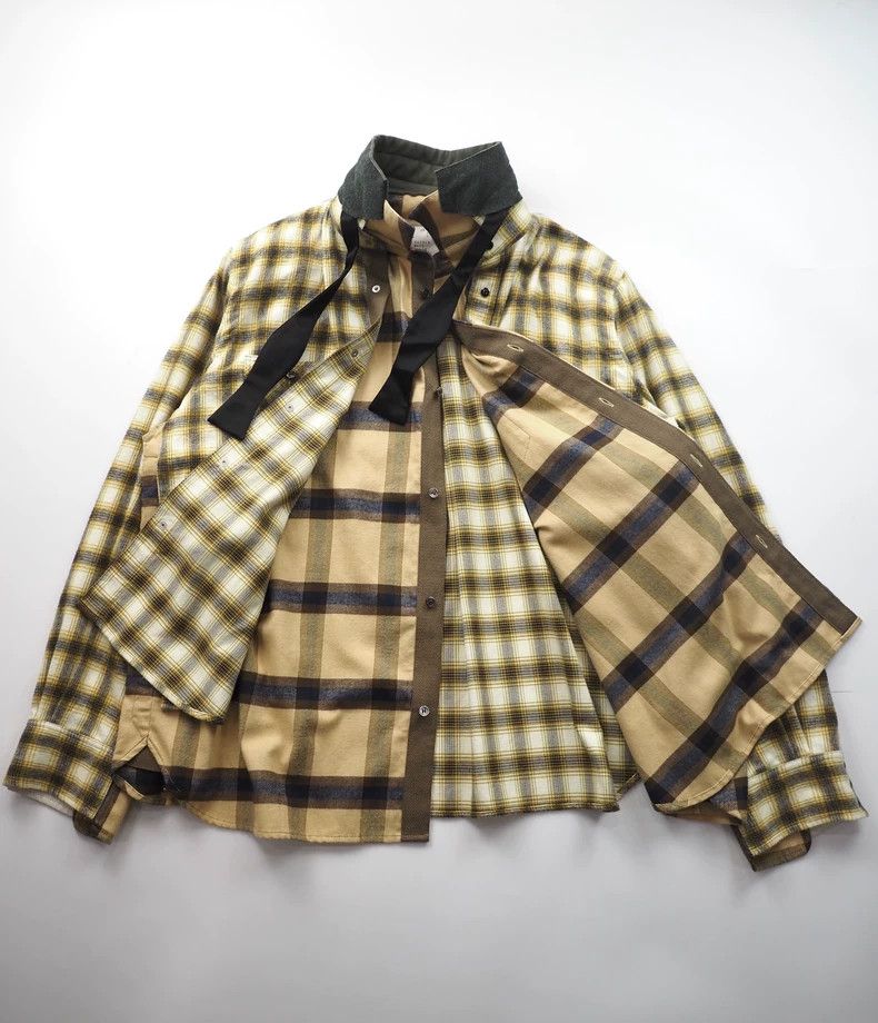 Sacai Sacai Yellow Double Deconstructed Check Shirt 2504-Nextarro Size US L / EU 52-54 / 3 - 3 Thumbnail