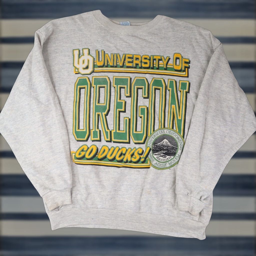 Vintage VINTAGE University of Oregon Ducks Mens Sweatshirt XL Gray Big Graphic Pullover Size US XL / EU 56 / 4 - 1 Thumbnail