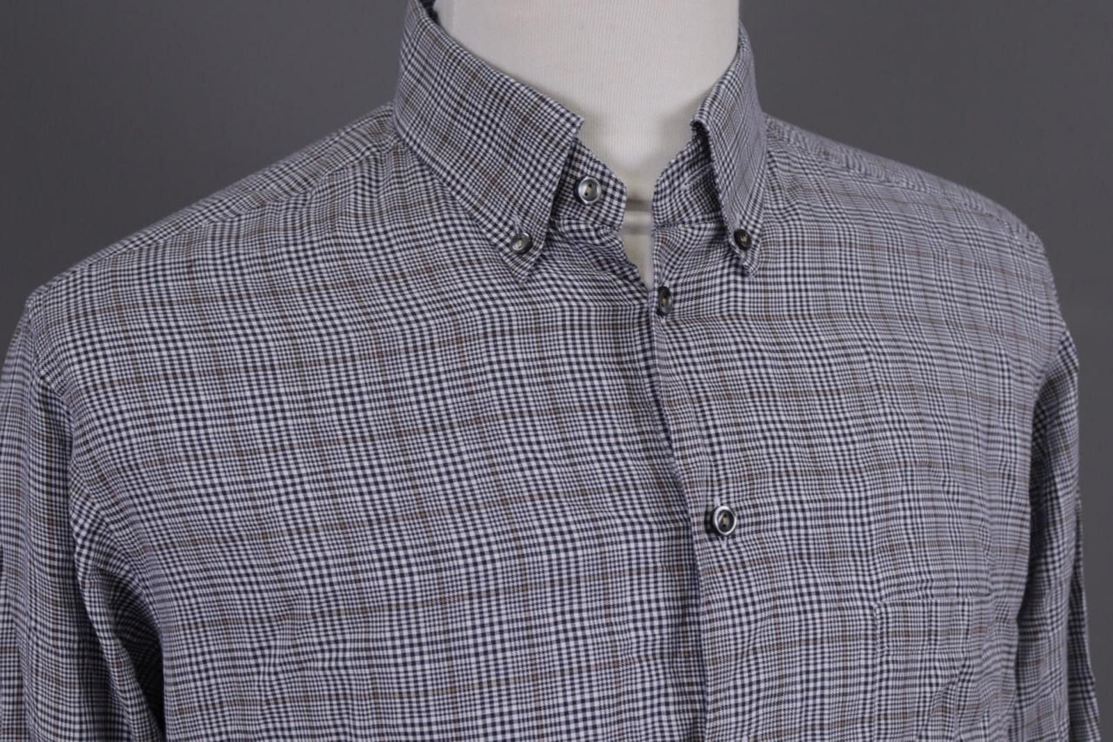 Eton Eton Slim Fit Gray Check Dress Shirt Size 43 / 17 / XL Size US XL / EU 56 / 4 - 7 Thumbnail