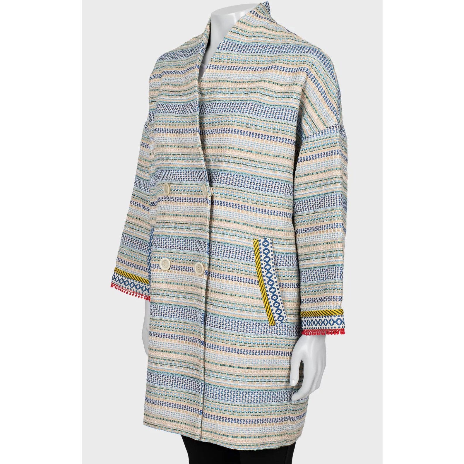 Weekend Max Mara Max Mara Weekend Striped Double-Breasted Coat - Size S Size S / US 4 / IT 40 - 2 Thumbnail