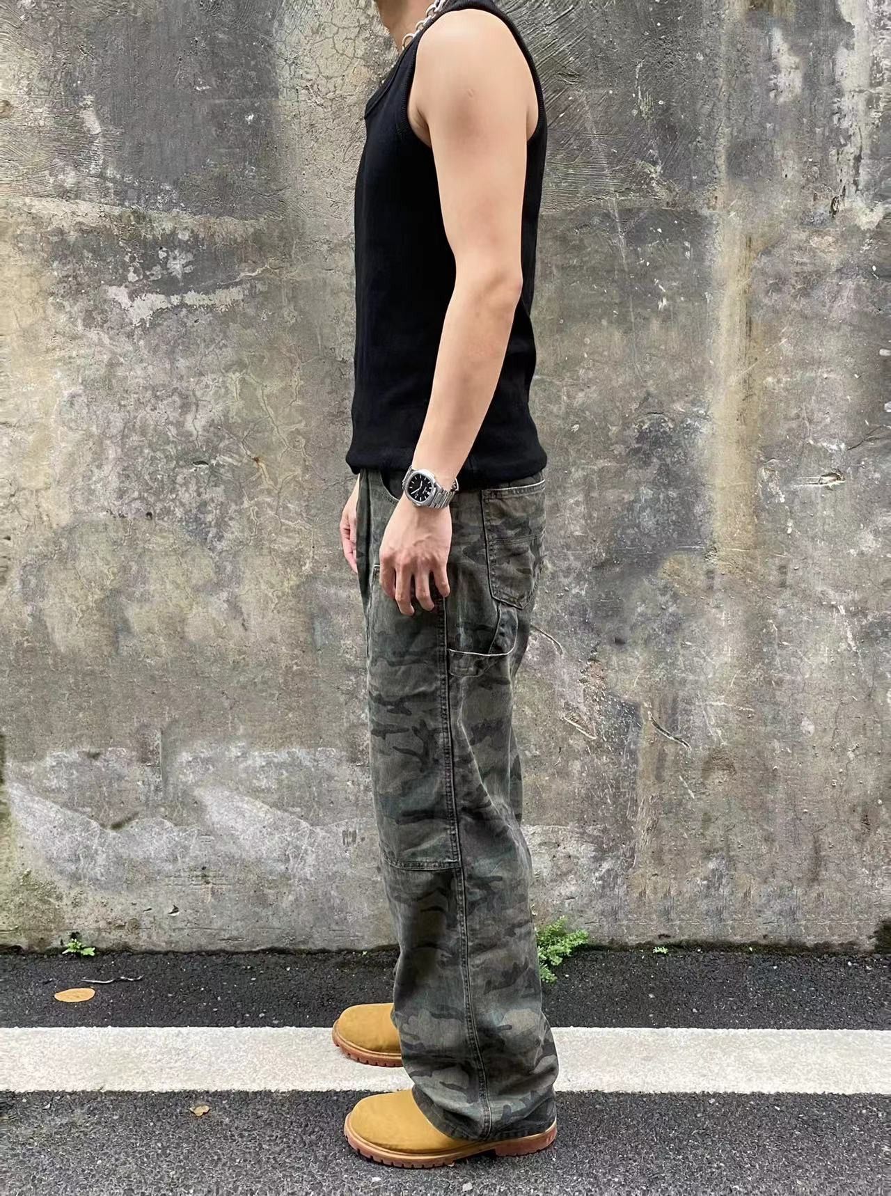 pattern y2k camo utility hiphop pants