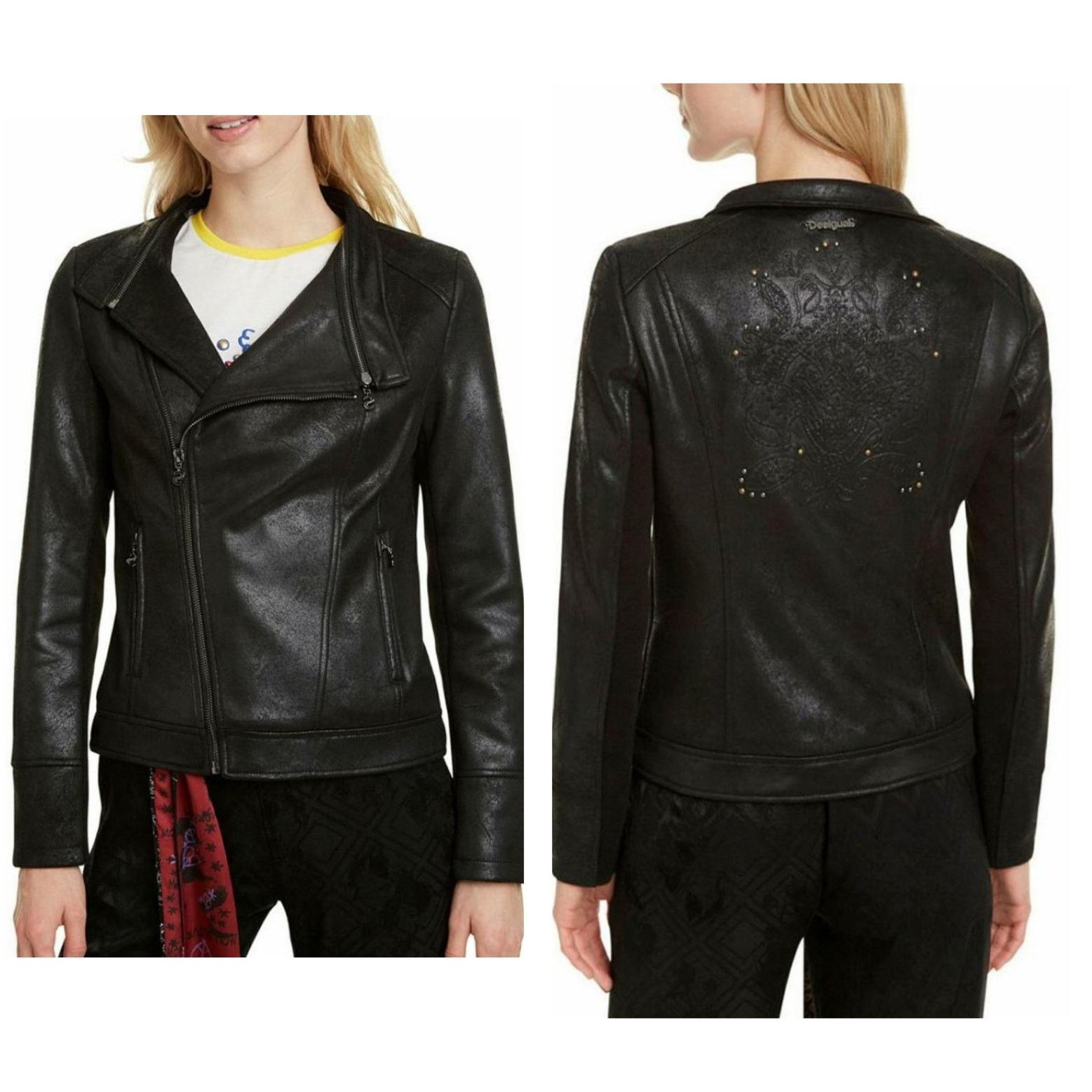 Desigual Desigual Millet NWT Black Zipper Motorcycle Jacket US Size 6 Size S / US 4 / IT 40 - 1 Thumbnail