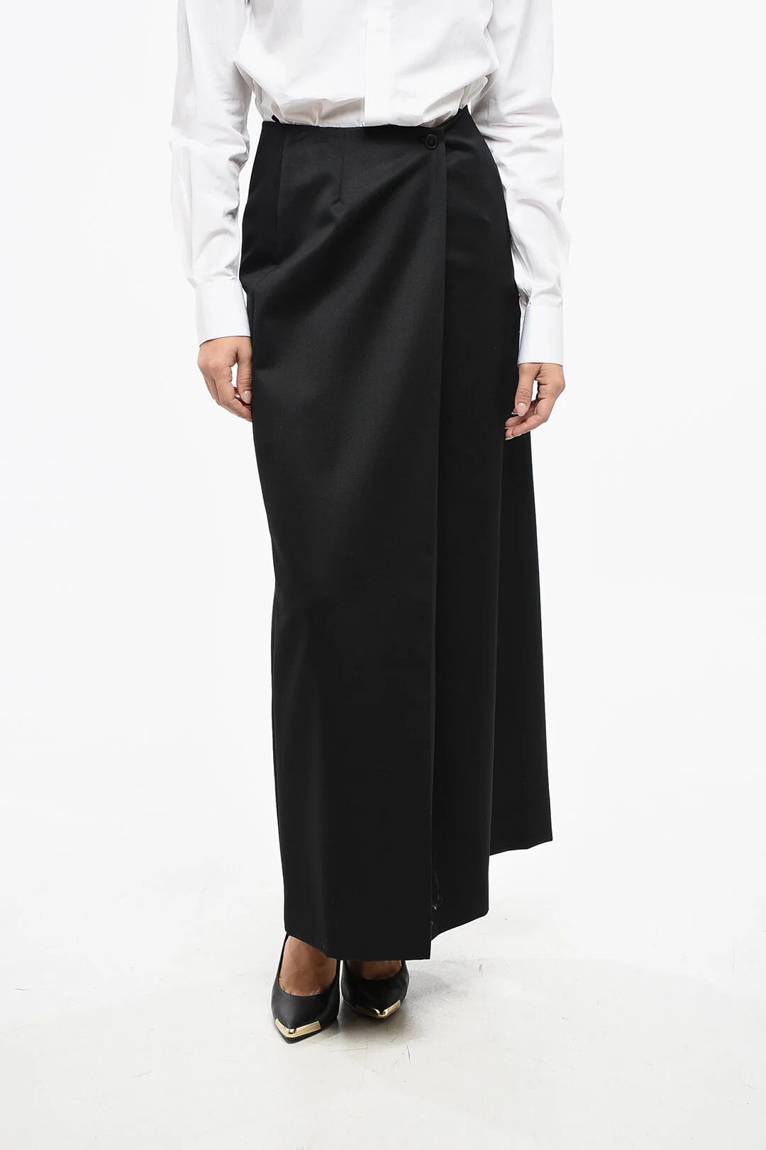 Givenchy og1mm0326 Wool-Blend Maxi Skirt in Black Size 28" / US 6 / IT 42 - 1 Thumbnail