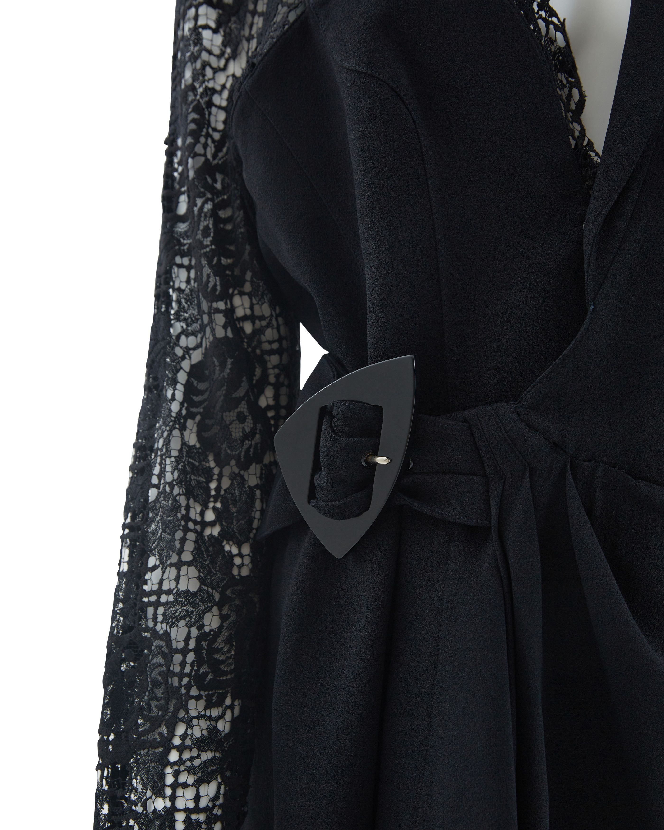 Thierry Mugler 1980s Black rayon blend crepe asymmetrically draped dress Size M / US 6-8 / IT 42-44 - 6 Thumbnail