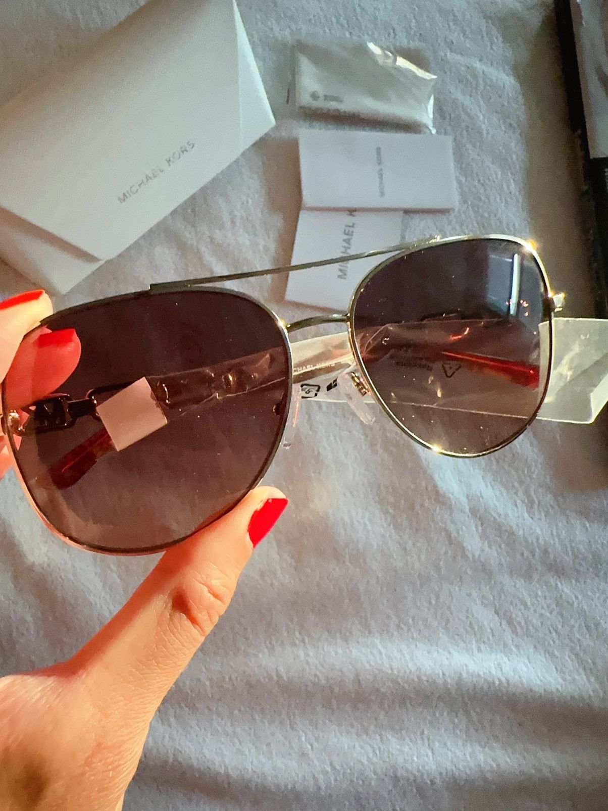 Michael Kors MICHAEL KORS MK1121 CHIANTI SUNGLASSES LIGHT GOLD BROWN GREY Size ONE SIZE - 1 Thumbnail