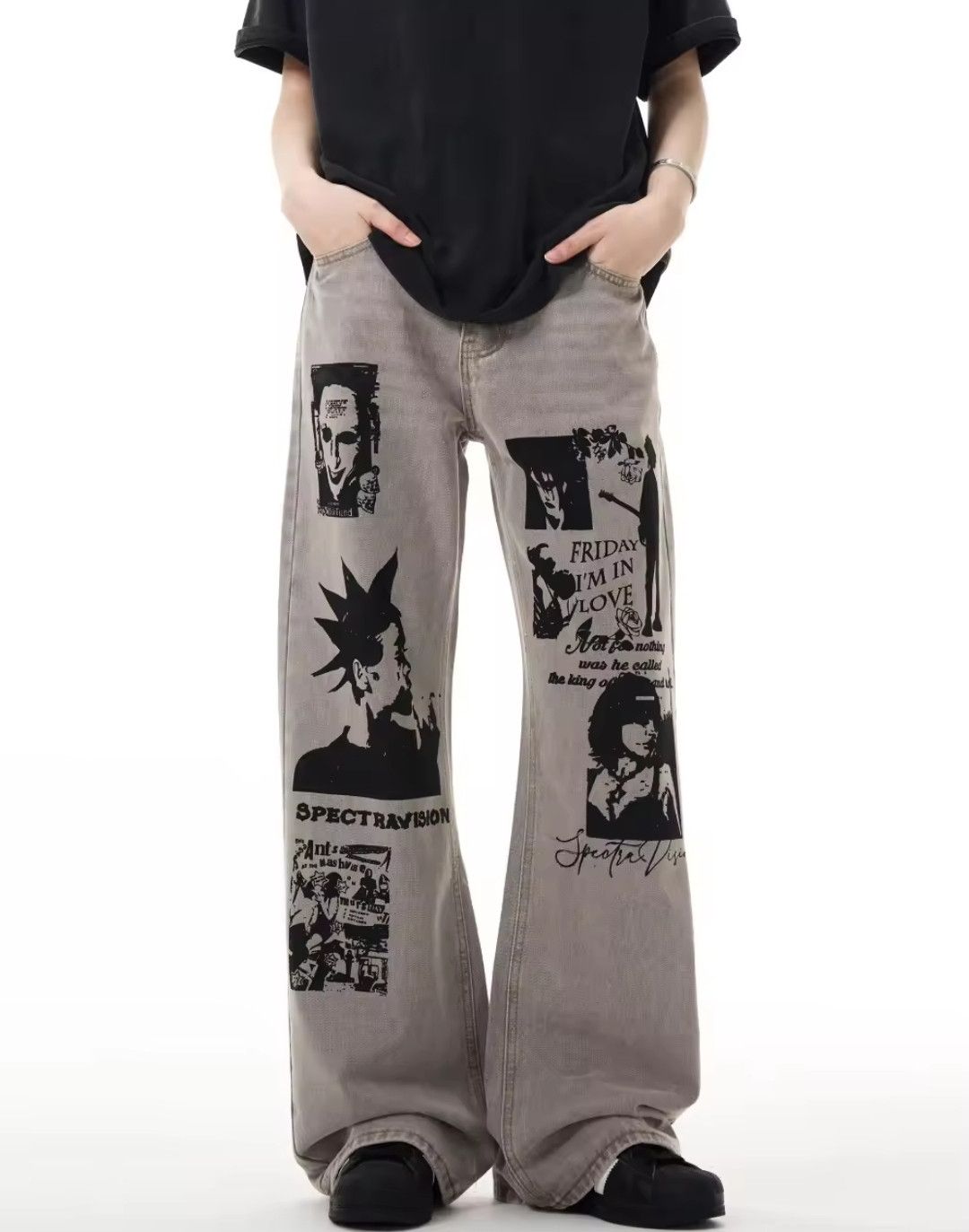 Japanese Brand × Jean Earth Color Print Style Loose Jeans Daily Size US 29 - 5 Thumbnail
