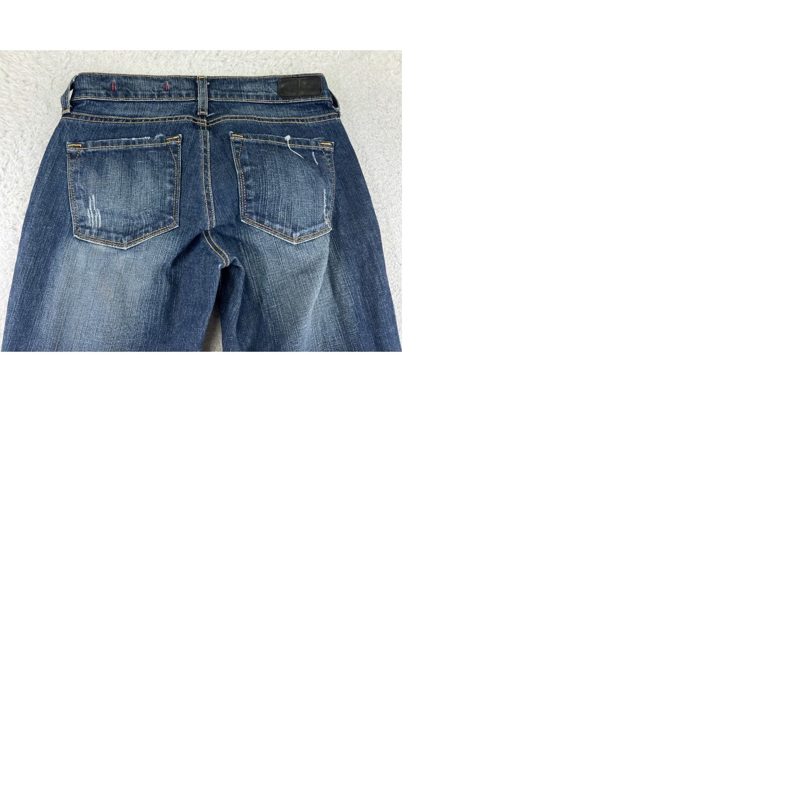 Denime Dominos Jeans Womens 25x31 Blue Denim Distressed Straight Leg Low Size 42" / US 20 - 10 Thumbnail