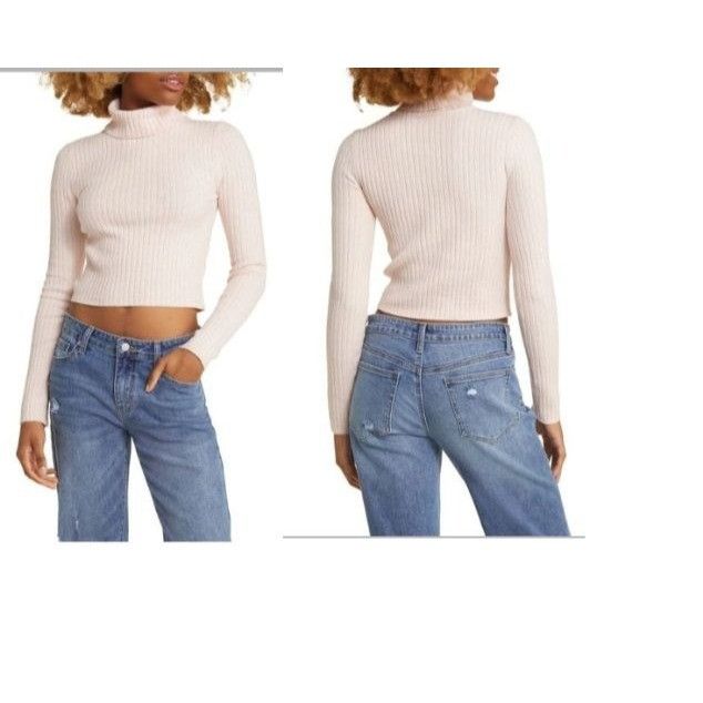 Other BP. Rib Crop Turtleneck Sweater in Pink Crystal, Sz. L Size L / US 10 / IT 46 - 2 Thumbnail