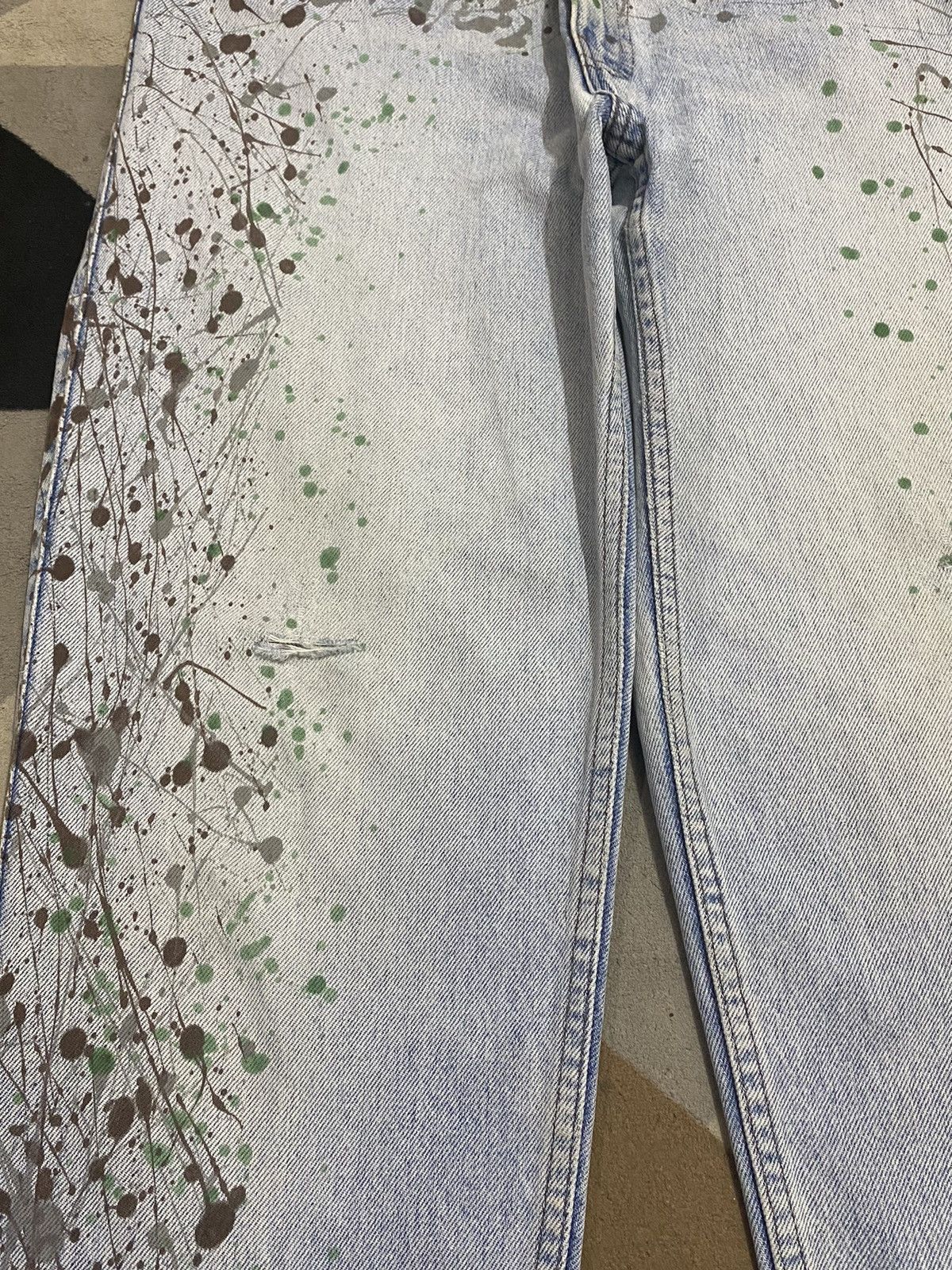 Levi's Made & Crafted Vintage 90’s Levis Leather Hybrid Denim Paint Splatter Jeans Size US 33 - 9 Thumbnail