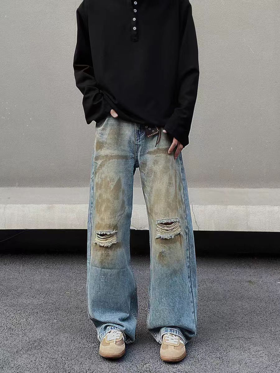 Vintage Vintage dirty-dyed graffiti ripped baggy jeans Size US 30 / EU 46 - 3 Thumbnail