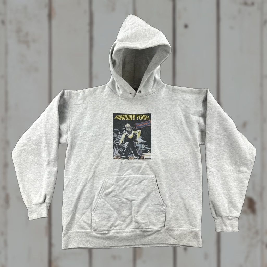 Hanes VINTAGE Hanes Ultimata Cotton Hoodie Gray M Men Graphic Print Forbidden Planet Movie Pullover Heavyweight Long Sleeve Drawstring Adult Medium Size US M / EU 48-50 / 2 - 1 Thumbnail