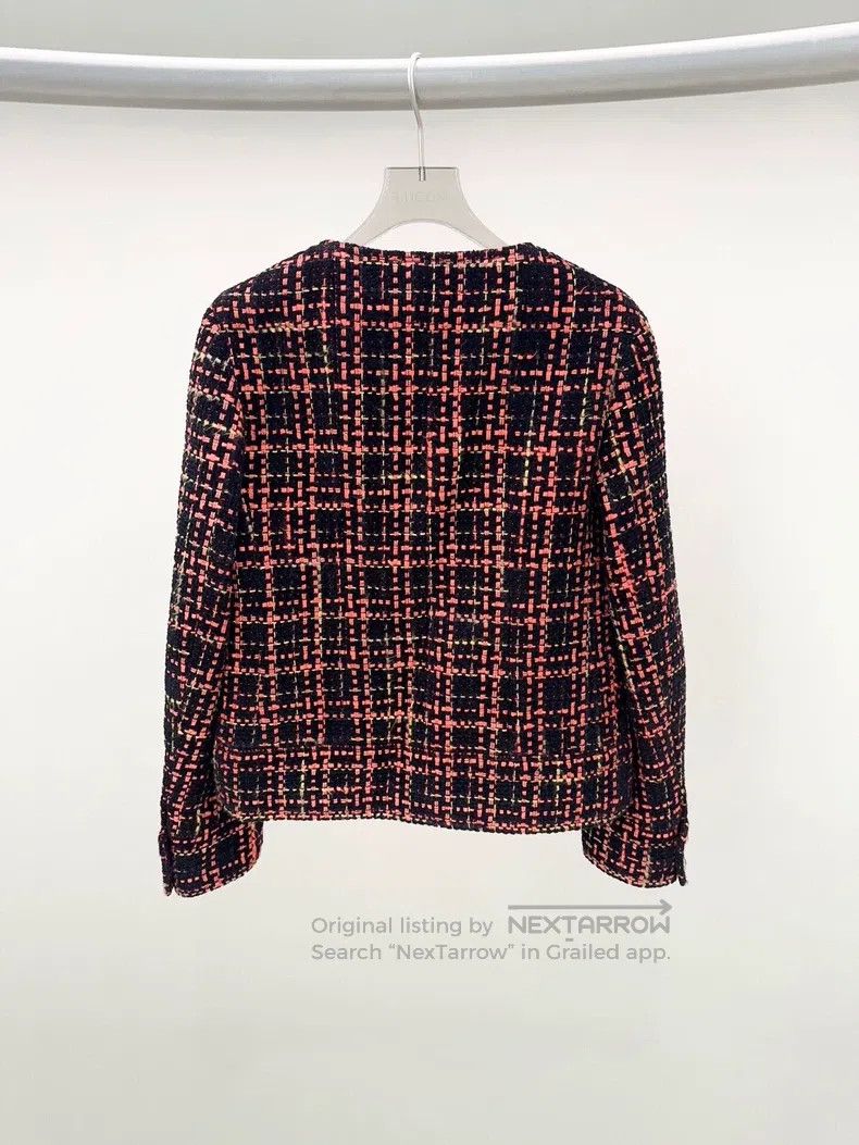 Chanel 22K red and black plaid tweed coat