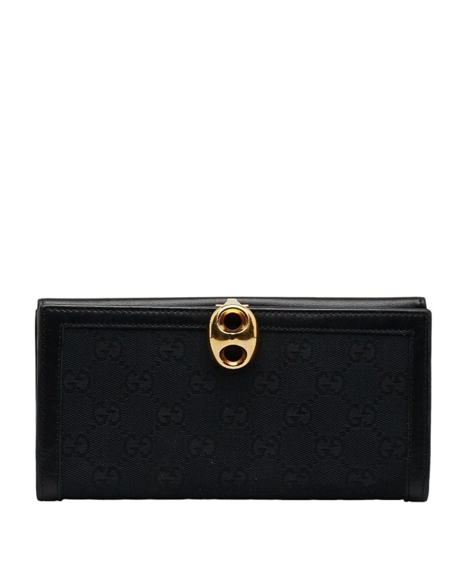 image of Gucci Black Leather Bi-Fold Wallet, Women's