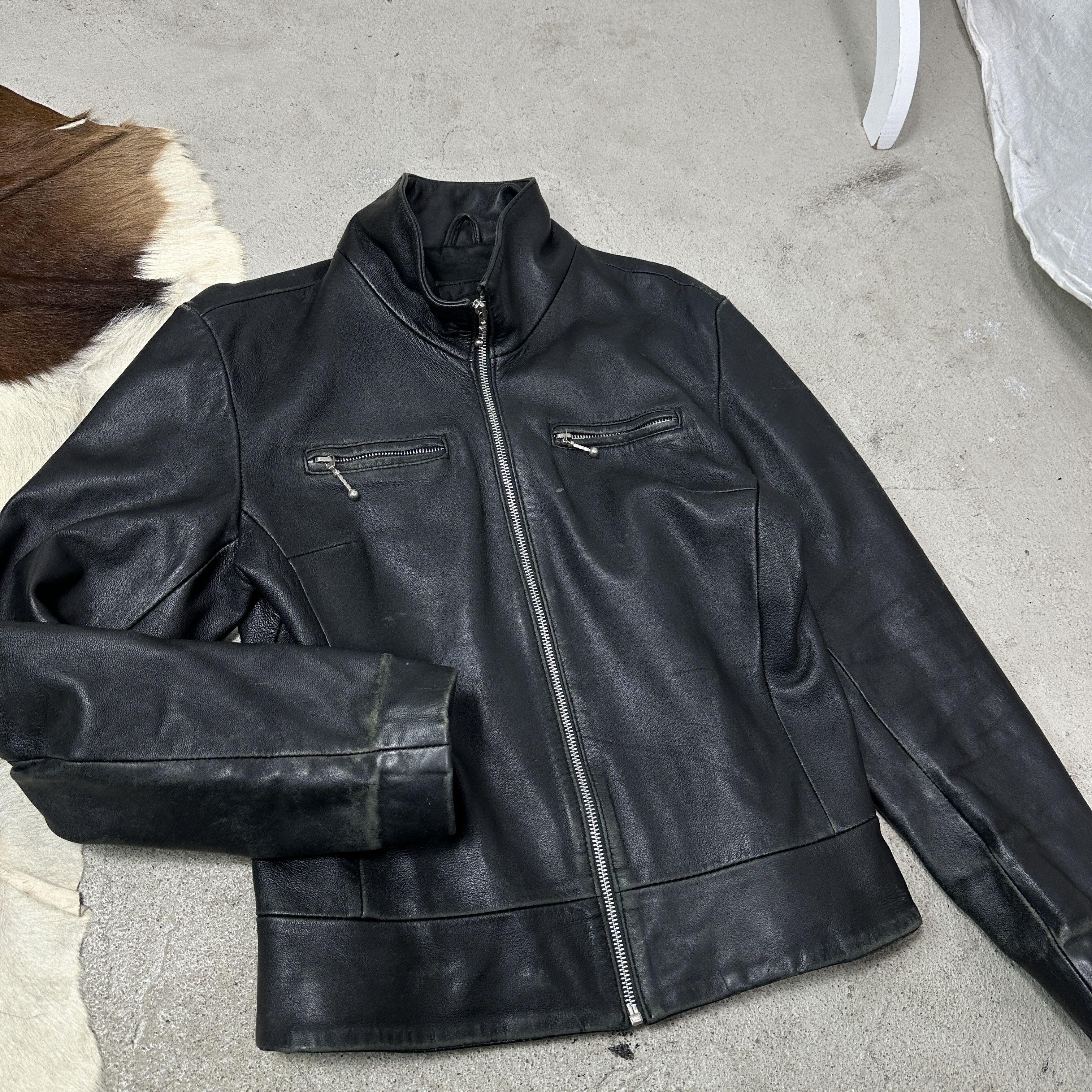Vintage Vintage Leather Biker Moto Grunge Fitted Jacket 00s Size US L / EU 52-54 / 3 - 3 Thumbnail