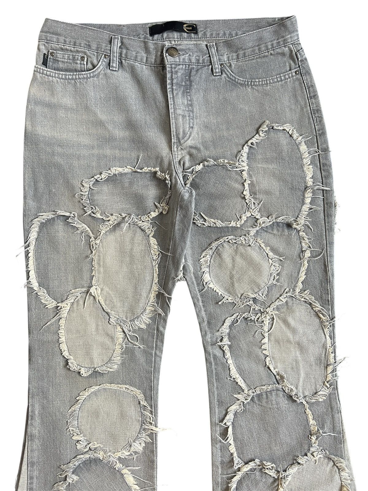 Just Cavalli VINTAGE ROBERTO CAVALLI LUNAR CRATERS EXPLOSION JEANS y2k Size 29" - 2 Thumbnail