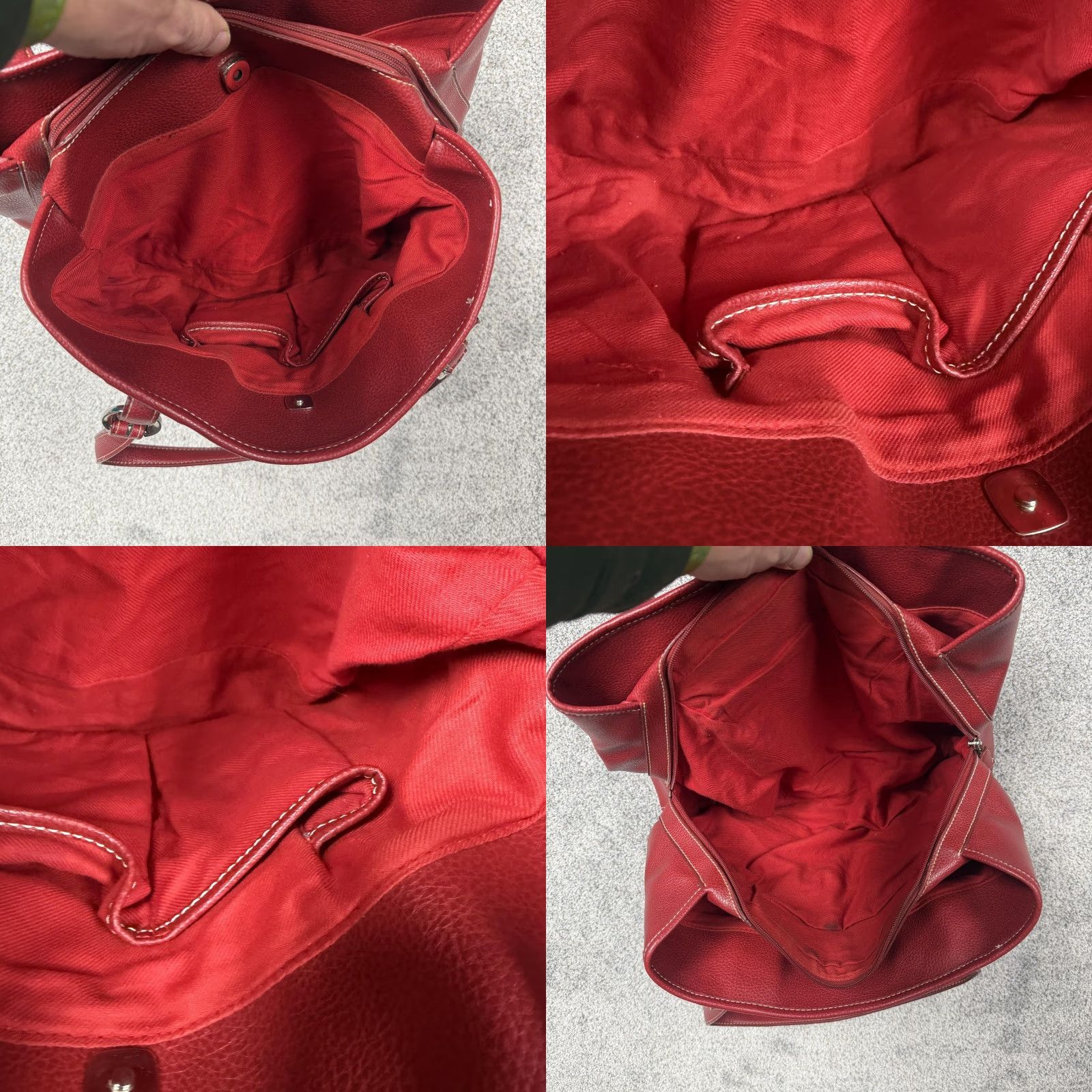 Tommy Hilfiger VINTAGE Tommy Hilfiger Tote Bag Red Medium Faux Leather Shoulder Purse Handbag Women Size ONE SIZE - 9 Thumbnail