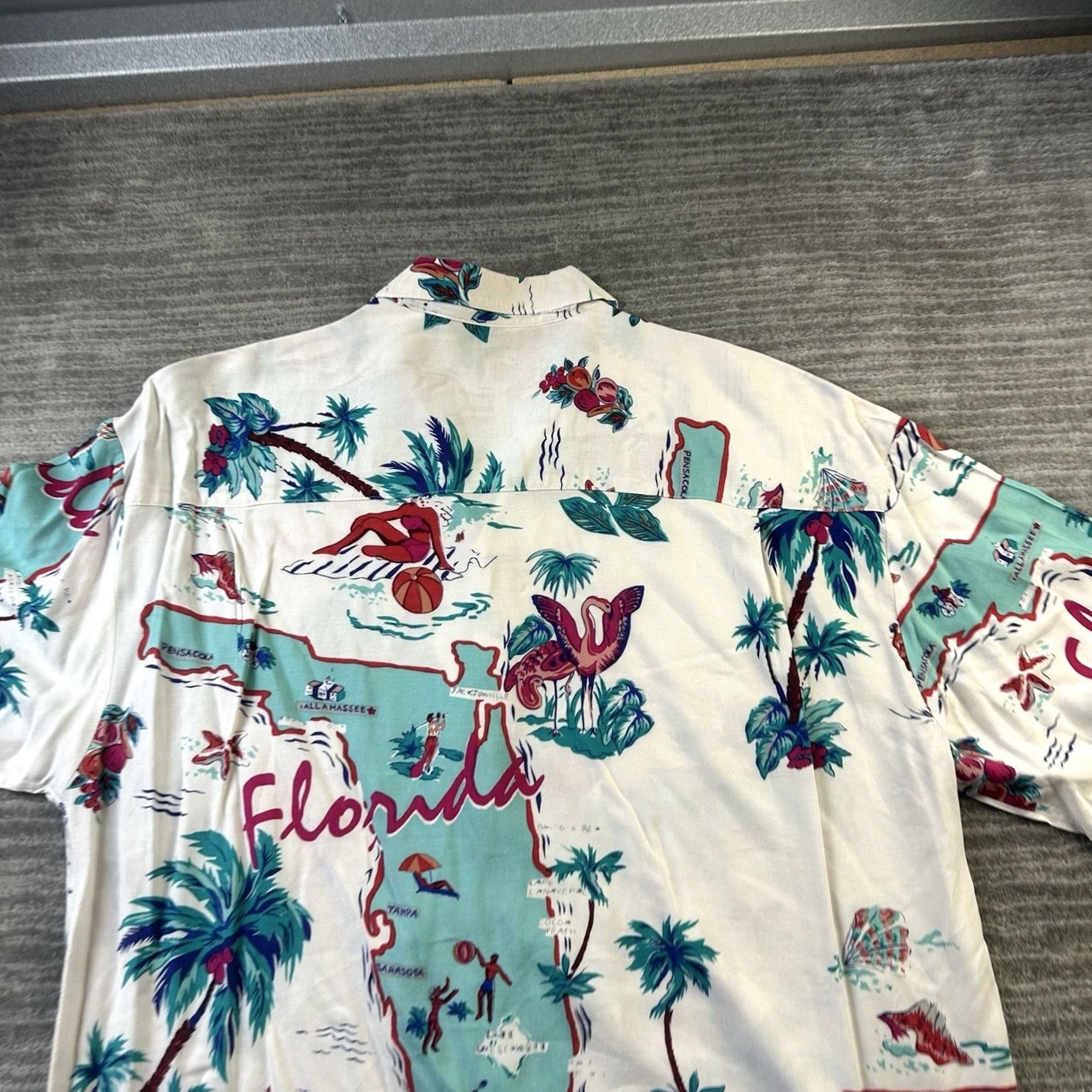 Vintage Vintage Florida Hawaiian Shirt Large Button Up Loop Collar Camp Surf Mens Cotton Rayon Size US L / EU 52-54 / 3 - 6 Thumbnail