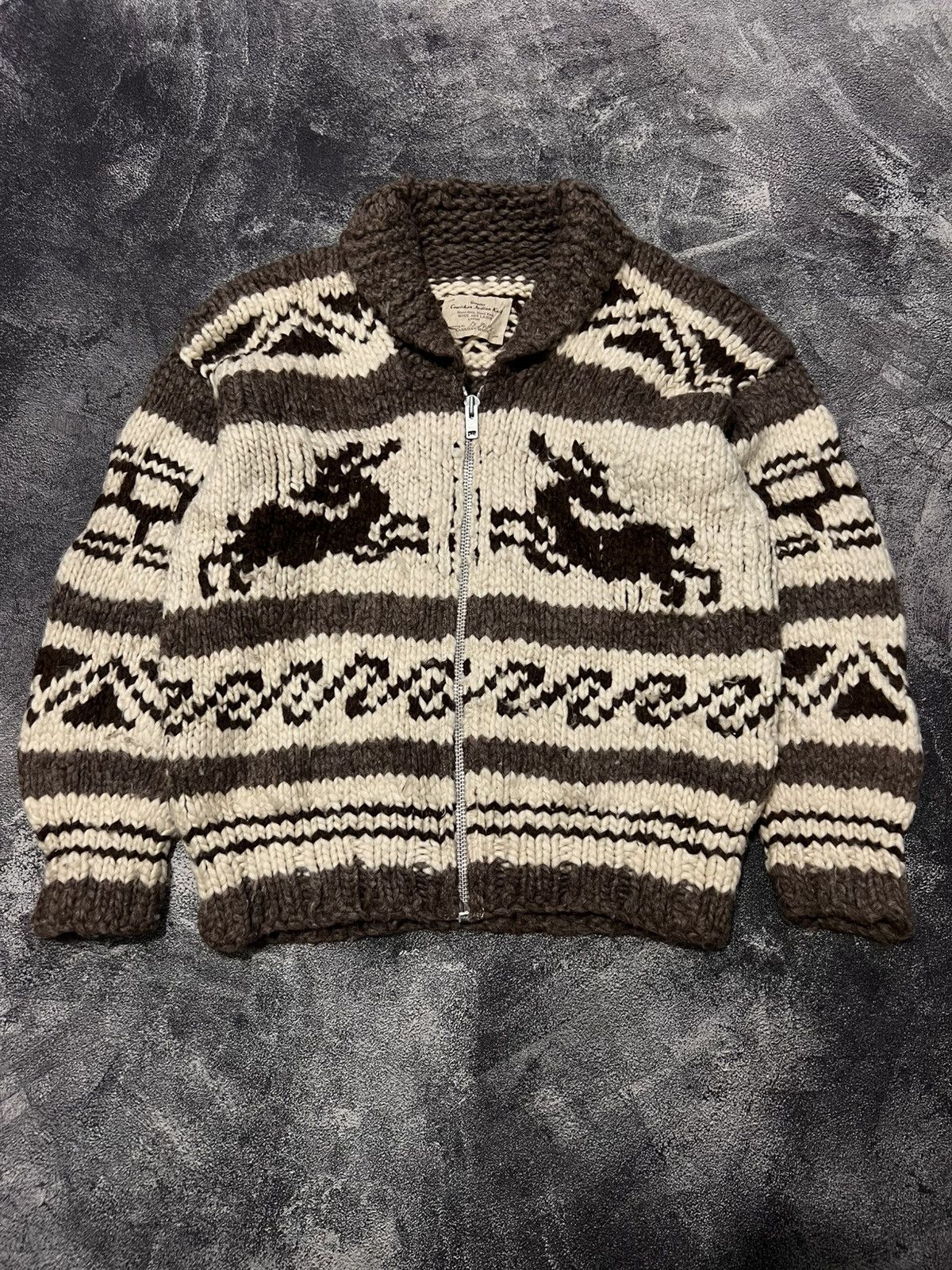 Vintage 80s Cowichan Knit Sweater Size US L / EU 52-54 / 3 - 1 Thumbnail