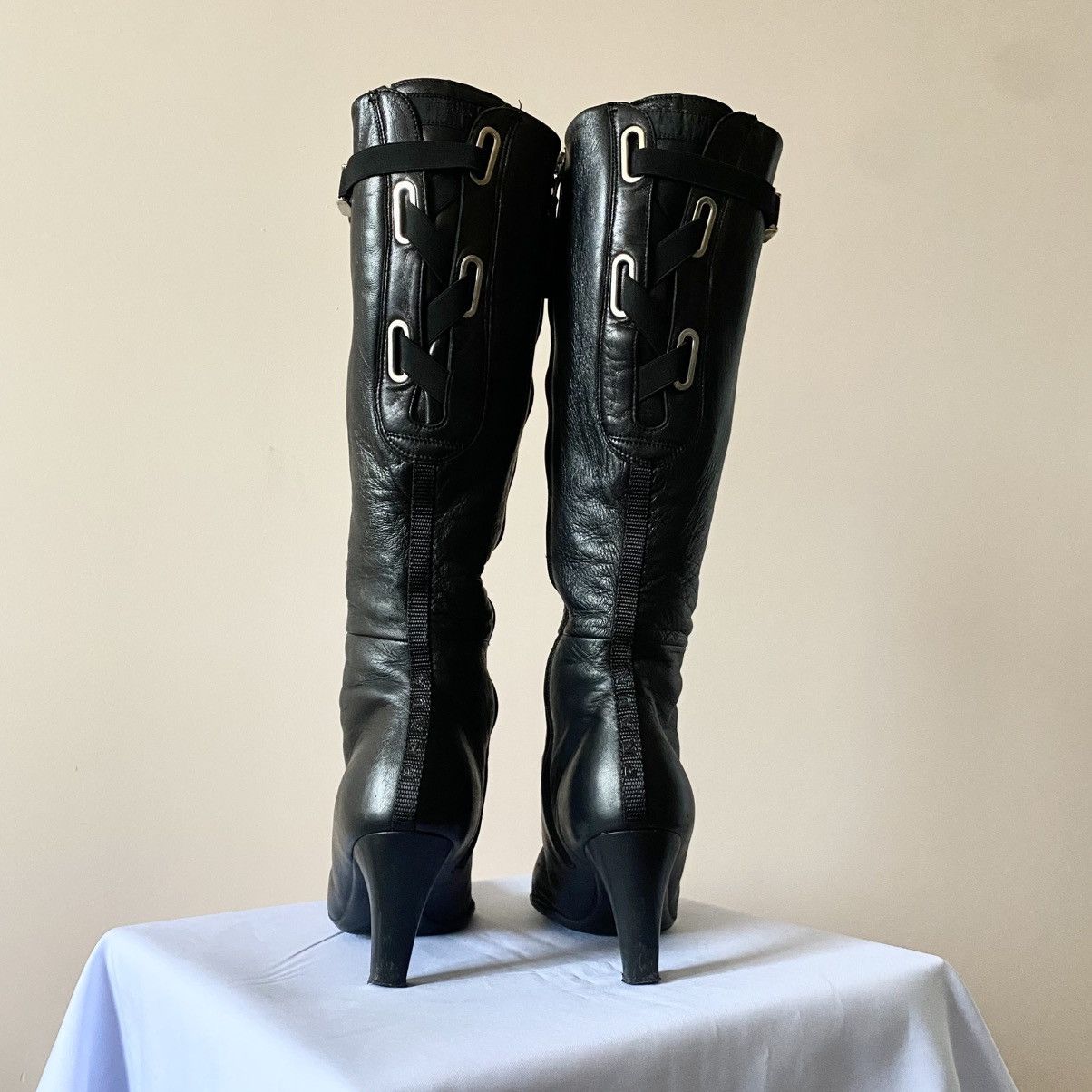 Prada Vintage Prada Milano Knee Buckle Boots Black Belts Archive Size US 7.5 / IT 37.5 - 4 Thumbnail
