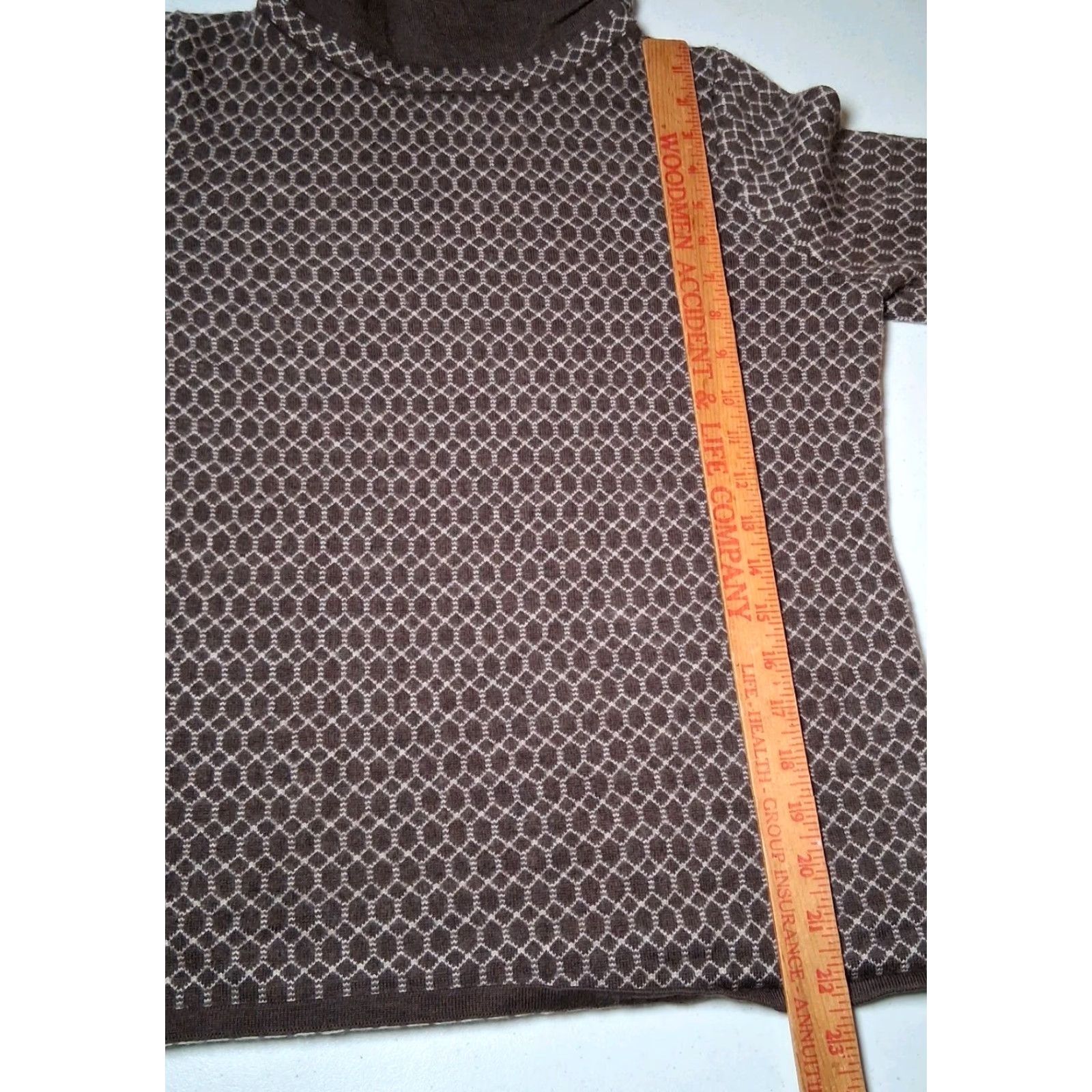 Talbots Talbots Petites Merino Wool Sweater Women PL Brown Geometric Natural Read Size L / US 10 / IT 46 - 6 Thumbnail