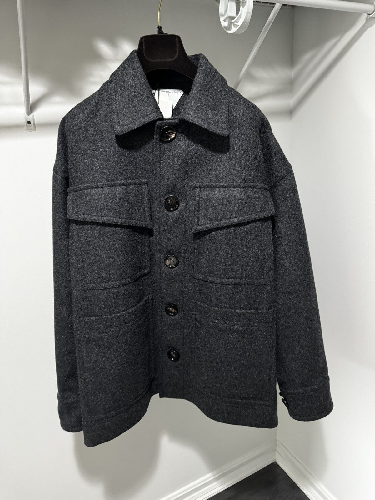 image of Bottega Veneta Oversized Work Jacket (It48) in Grey, Men's (Size Medium)