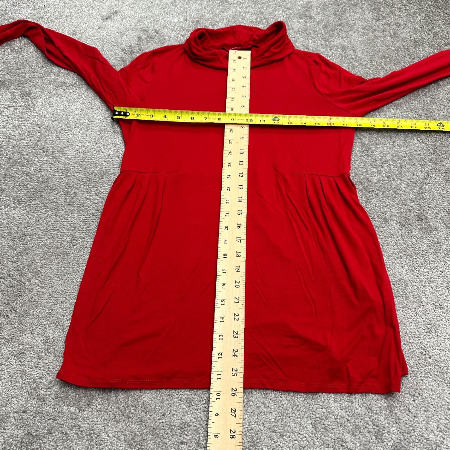 J. Jill J. Jill Blouse Womens Small Red Cowl Neck Long Sleeve Casual Stretch Tunic Size S / US 4 / IT 40 - 5 Thumbnail