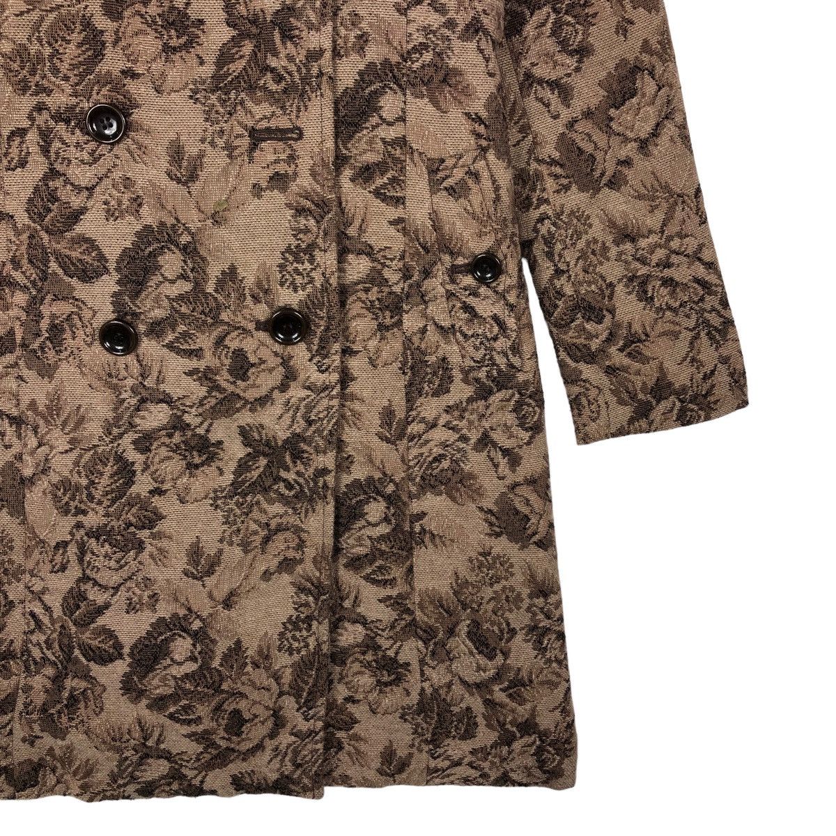 Tornado Mart 🔥Rich Brown - Double Breast Fly Coats Jacket Flower Over Size M / US 6-8 / IT 42-44 - 5 Thumbnail