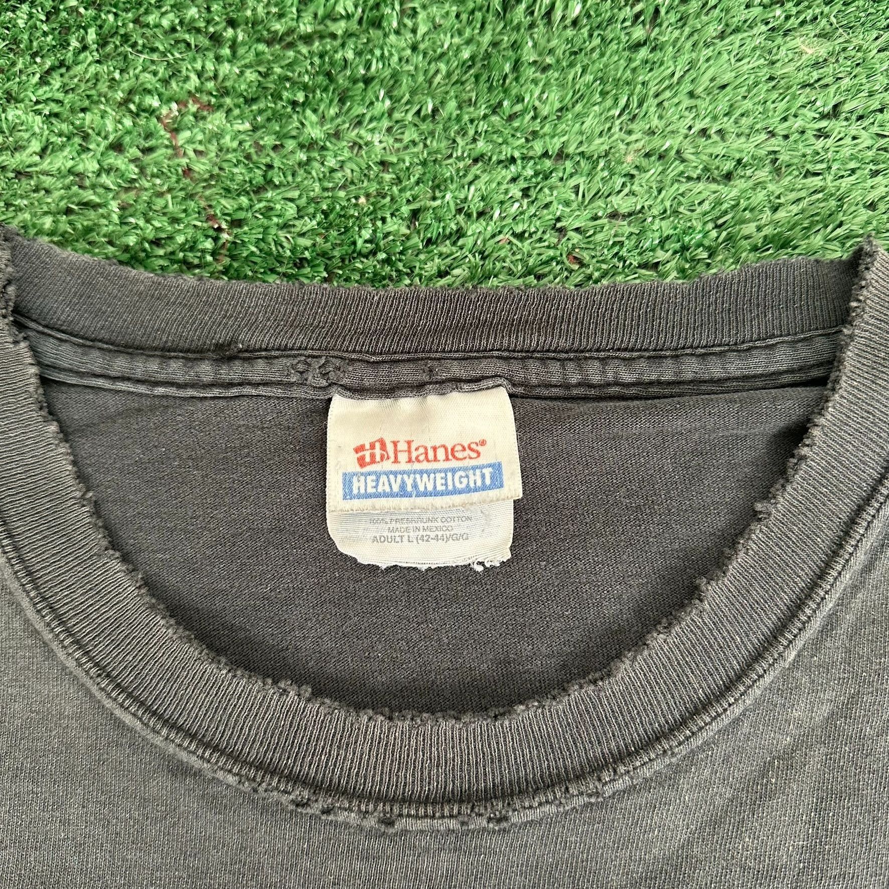 Hanes Vintage 90s Whoop Ass T-Shirt Faded Black Distressed Boxy L Size US L / EU 52-54 / 3 - 7 Thumbnail