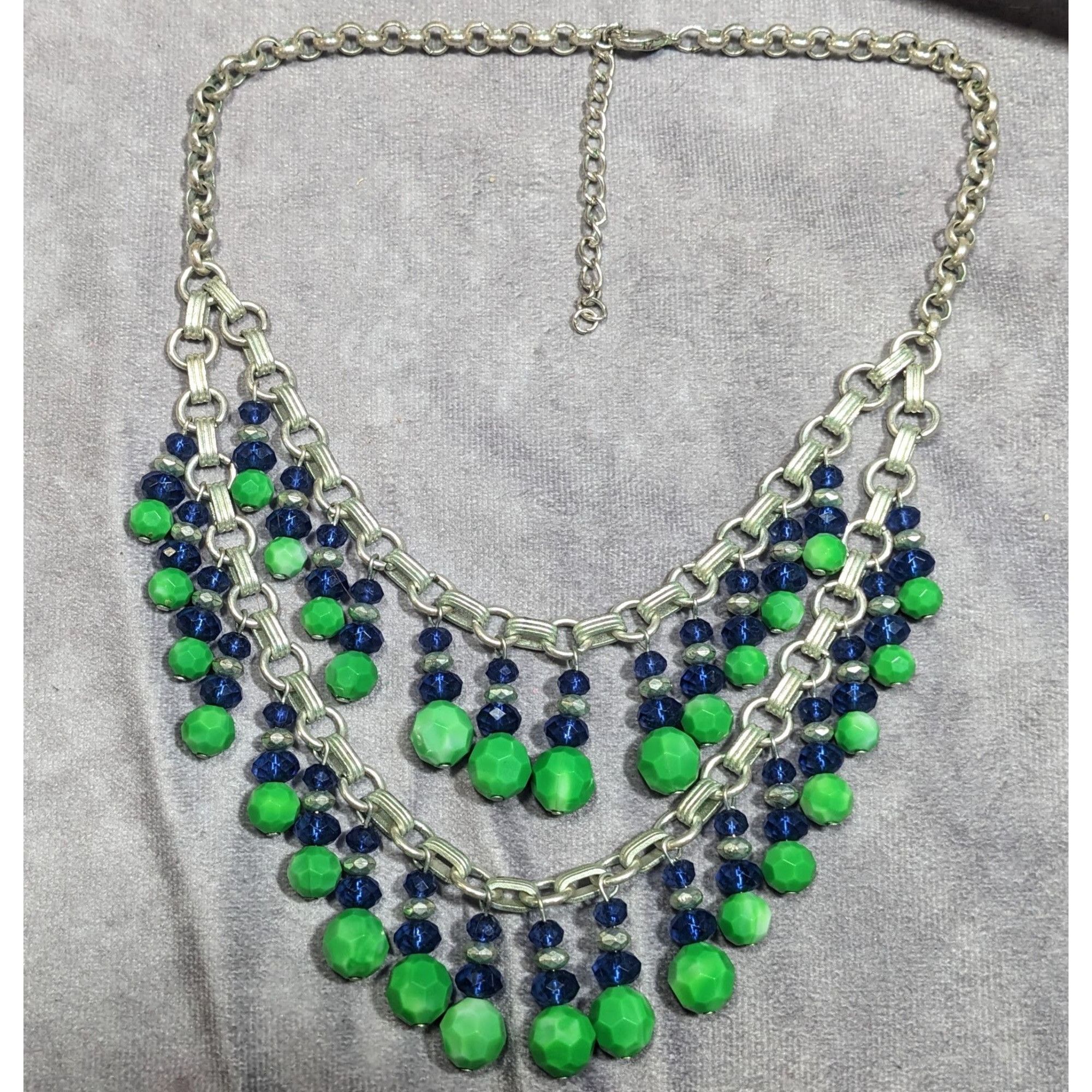 Other Funky Blue And Green Beaded Multilayer Fringe Necklace Size ONE SIZE - 6 Thumbnail
