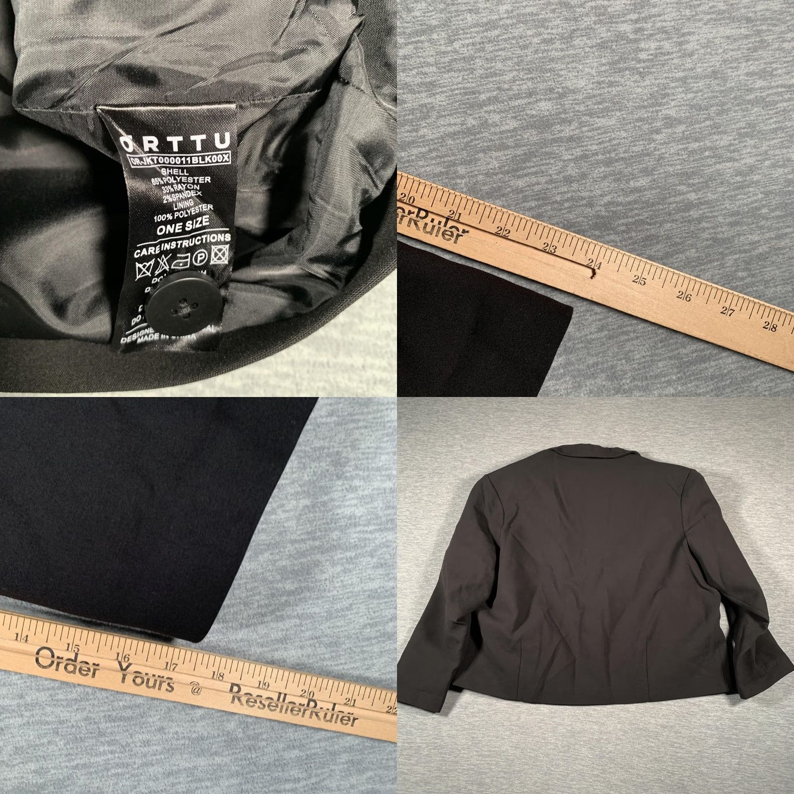 Vintage VINTAGE ORTTU Blazer Jacket Womens One Size Black Notch Lapel Single Button Stretch Size ONE SIZE - 8 Thumbnail