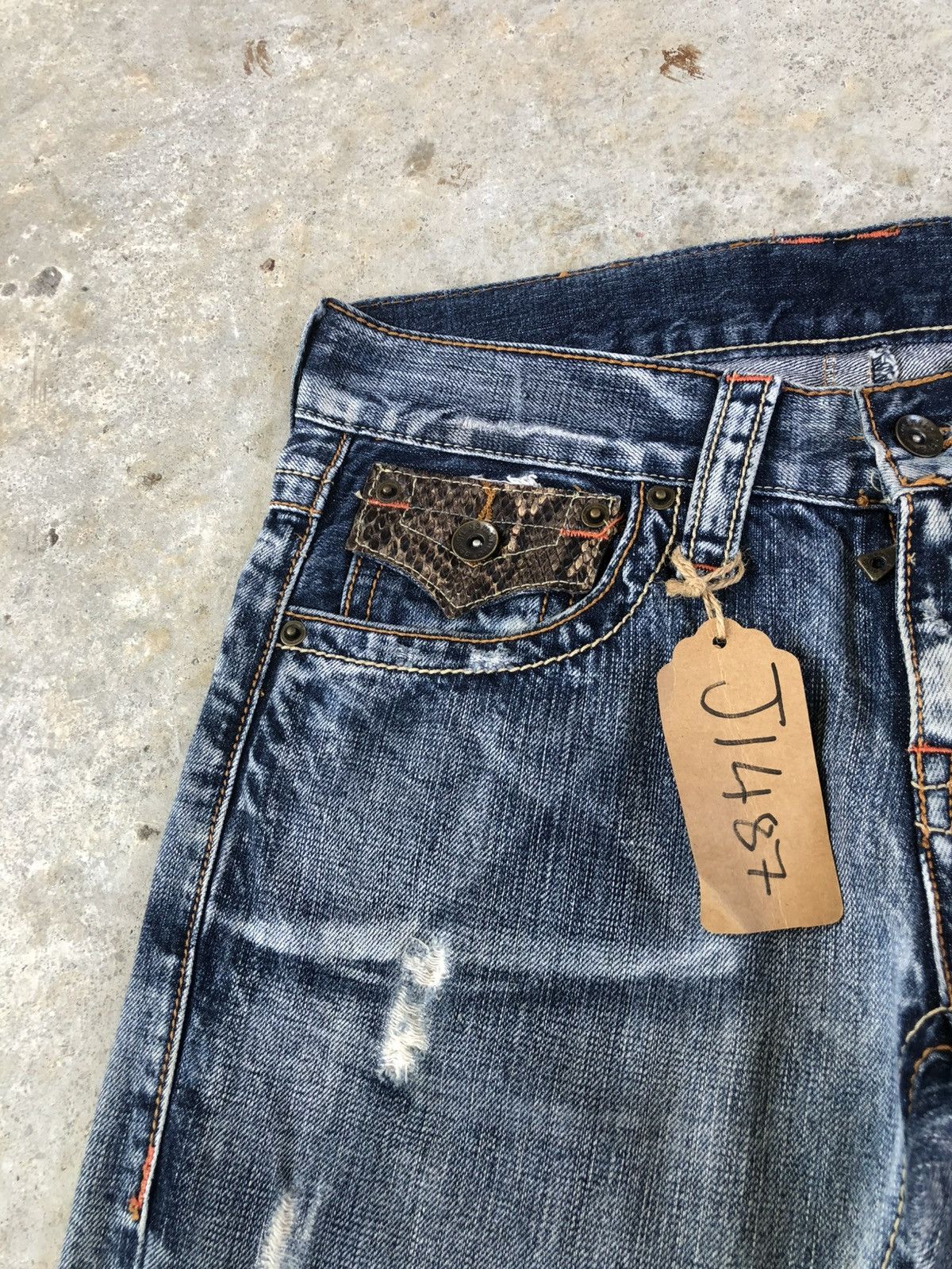 If Six Was Nine Semantic Design Flared Jeans Snake Skin Distressed Jeans Size US 30 / EU 46 - 14 Thumbnail
