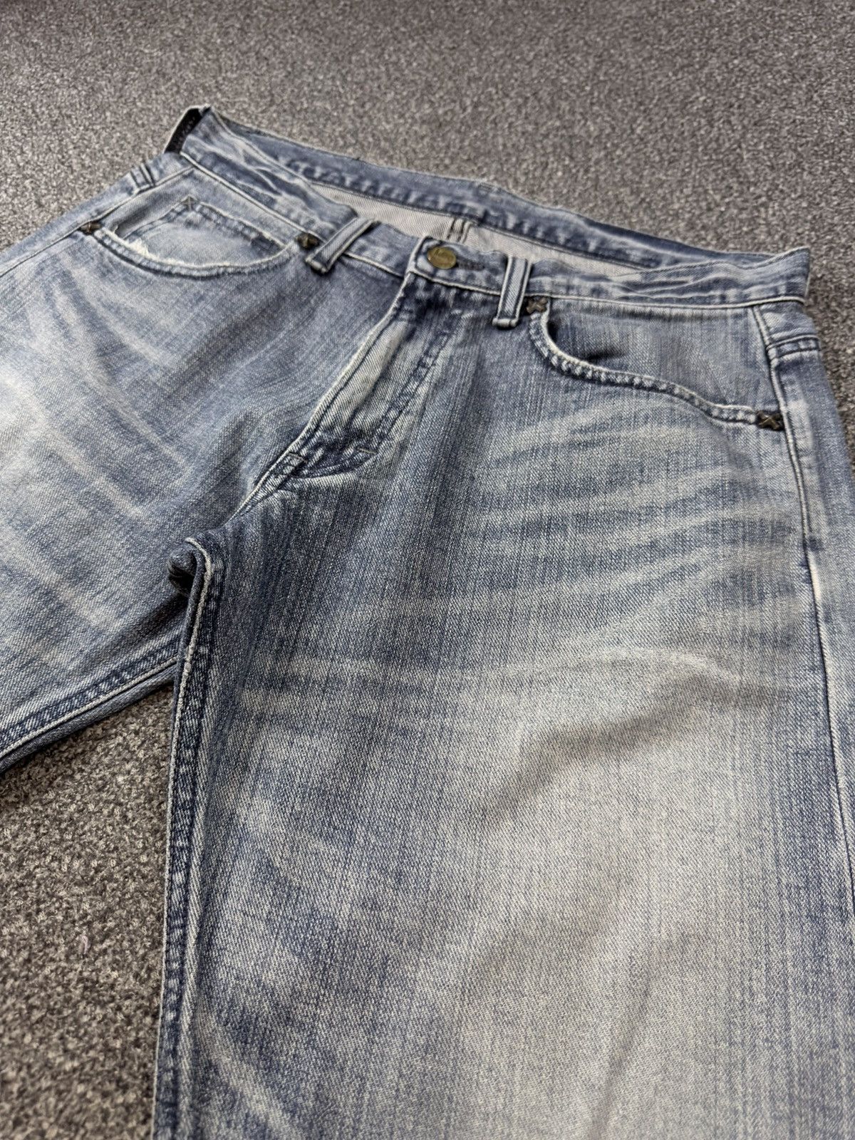 Lee × Number (N)ine Vintage 90s Japanese Denim Lee Distressed Faded Wash Jeans Size US 33 - 3 Thumbnail