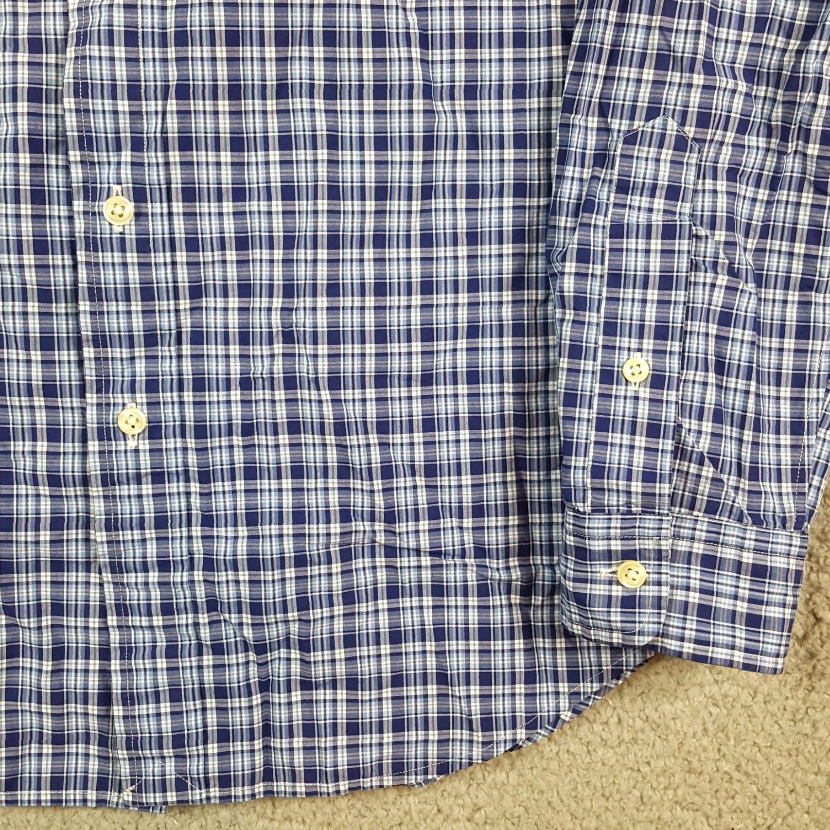 Ralph Lauren Vintage Ralph Lauren Men's Blue Plaid Button-Down Shirt 90s Preppy Cotton Dress Shirt Size Medium Size 40R - 4 Thumbnail