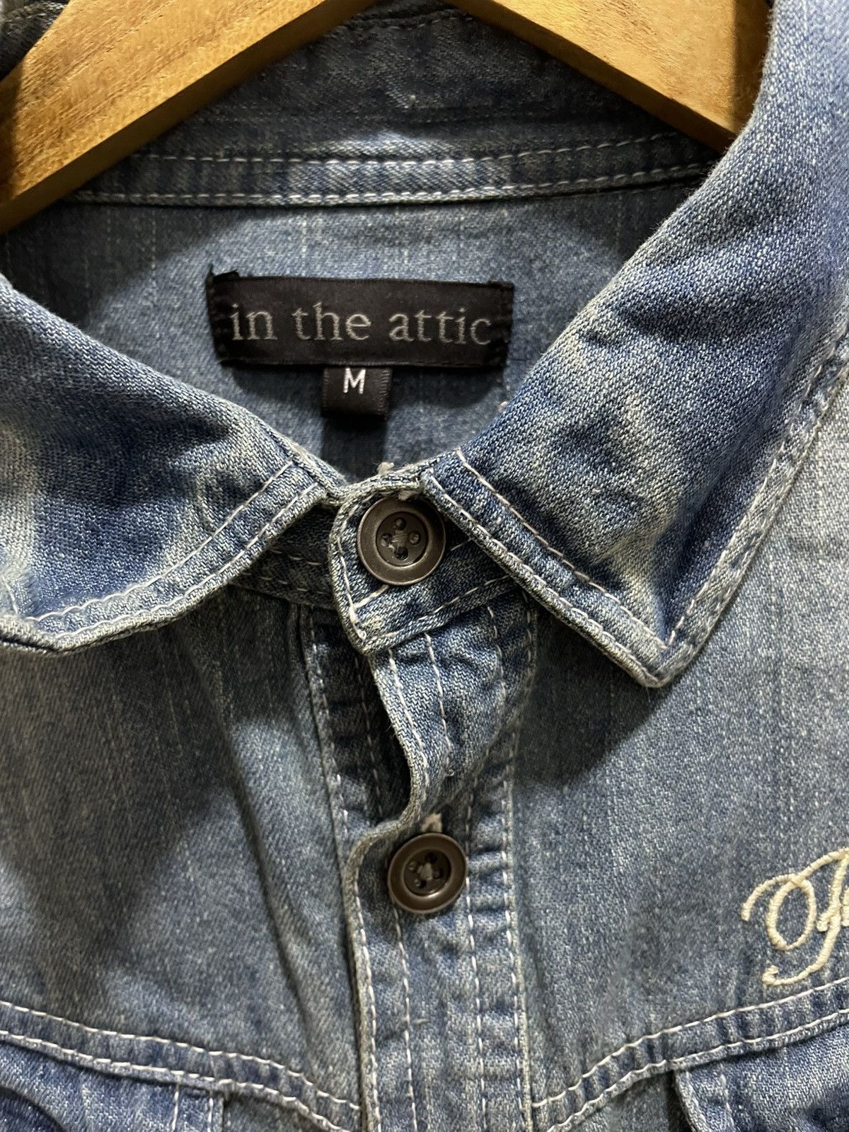 In The Attic In the Attic Japan Wash Denim Metal Button Up Shirt Size US M / EU 48-50 / 2 - 8 Thumbnail