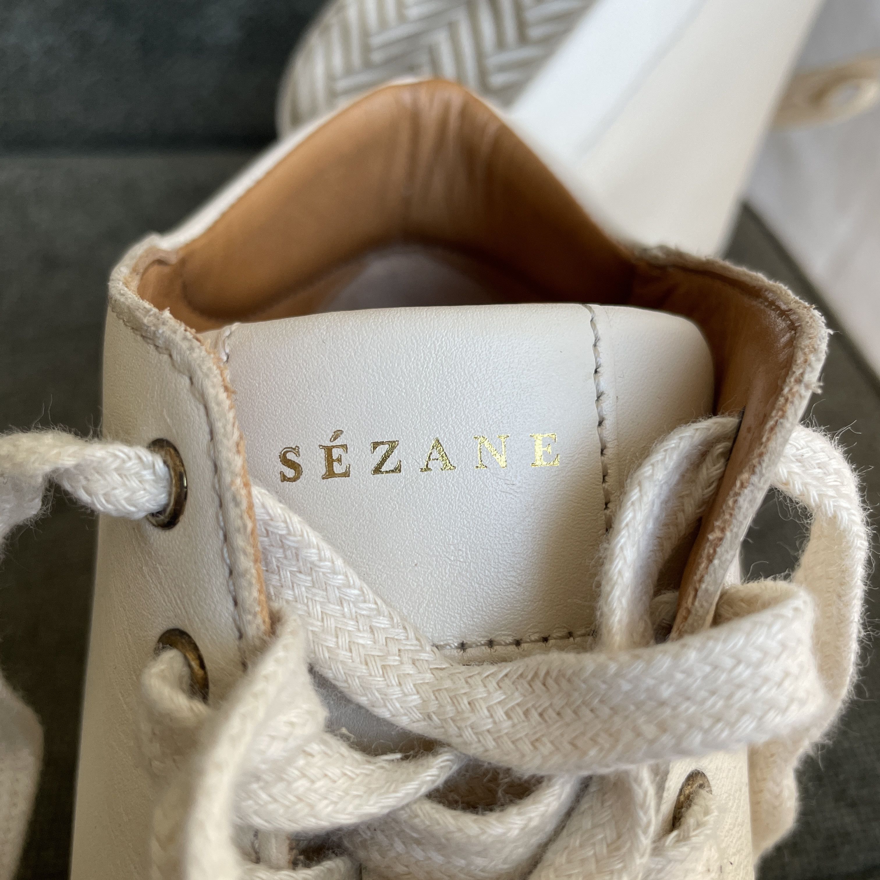 Sezane Sezane Ecru Simon Hi-Top Leather Womens Sneakers Size US 6.5 / IT 36.5 - 11 Thumbnail