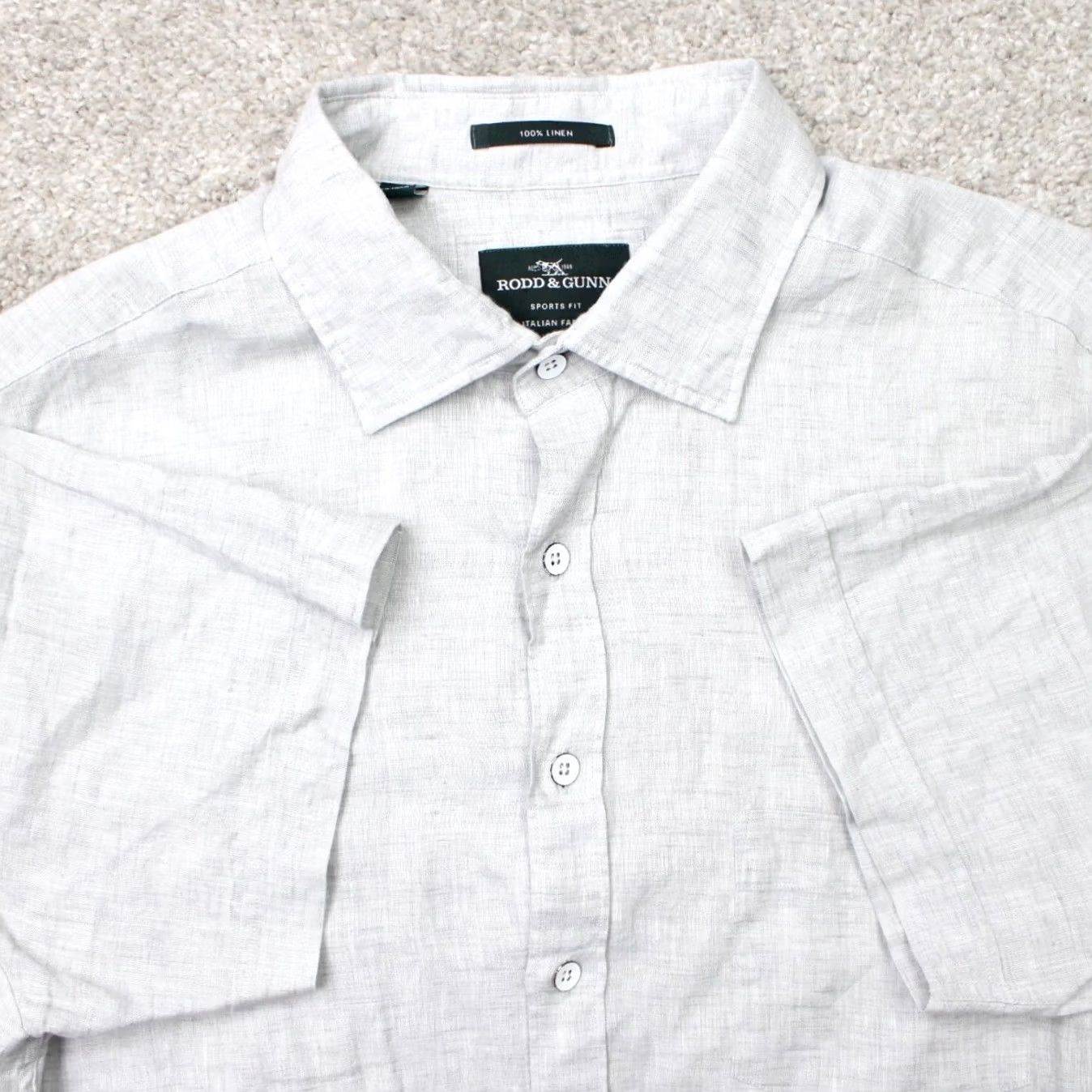 Rodd & Gunn Rodd & Gunn Shirt Mens XL Gray Linen 100% Italian Fabric S/S Button-Up Casual/Business Size US XL / EU 56 / 4 - 2 Thumbnail