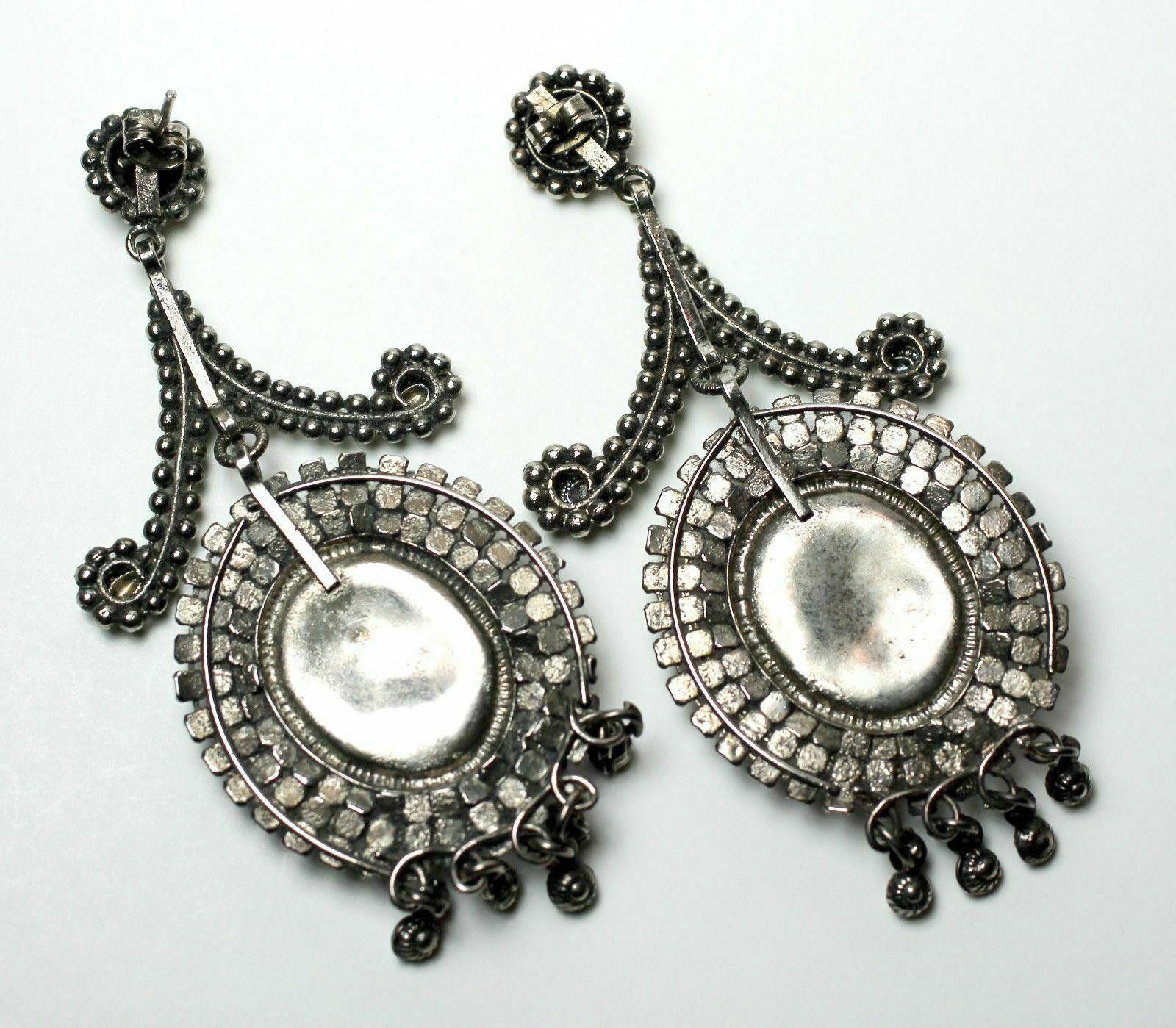 Designer Victorian Cut Steel Chandelier Drop Earrings Size ONE SIZE - 2 Thumbnail