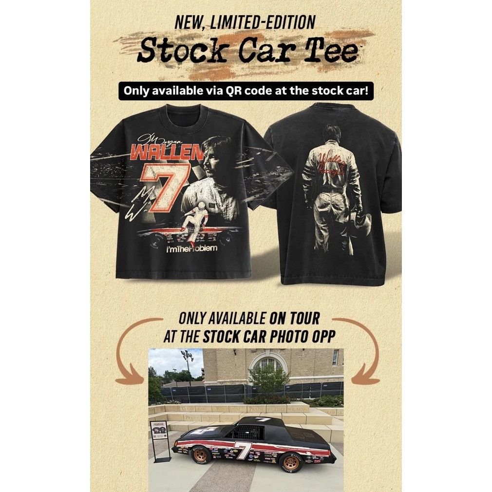 Band Tees NEW MORGAN WALLEN STOCK CAR LIMITED EDITION TOUR TEE XL Size US XL / EU 56 / 4 - 1 Thumbnail