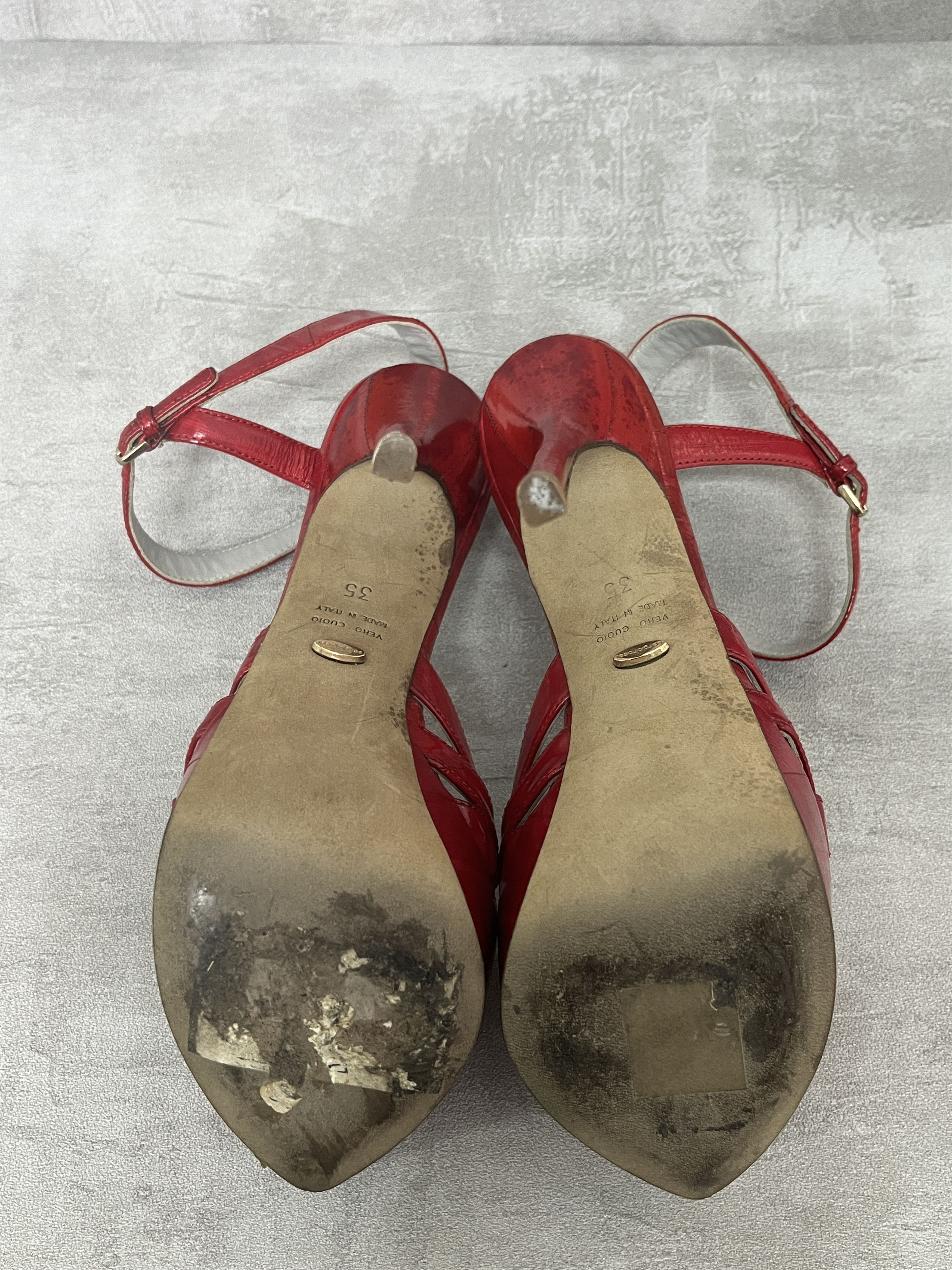 Sergio Rossi Sergio Rossi Wine Red Peep-Toes Platform Heels Size US 5 / IT 35 - 5 Thumbnail