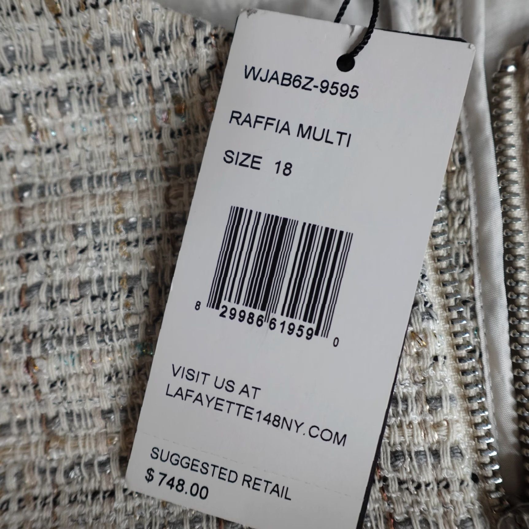 Vintage Lafayette 148 New York Womens Jacket 18 Beige Silver Raffia Full Zip Tweed Blazer Adult Regular Size 18 Mens Womens Girls Size XXL / US 16-18 / IT 52-54 - 3 Thumbnail