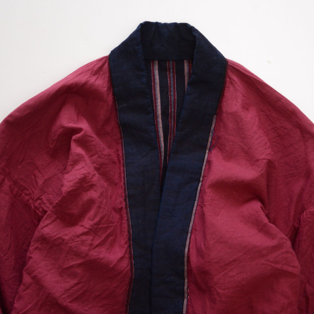 Other Vintage Japanese Noragi Jacket Indigo Collar Maroon Cotton Size US M / EU 48-50 / 2 - 9 Thumbnail