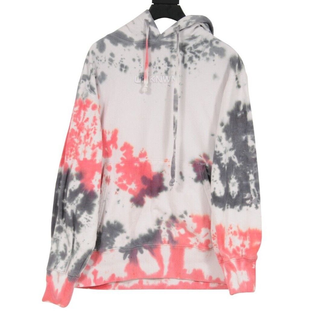 Red Grey White Logo Splatter Tie Dye Hoodie