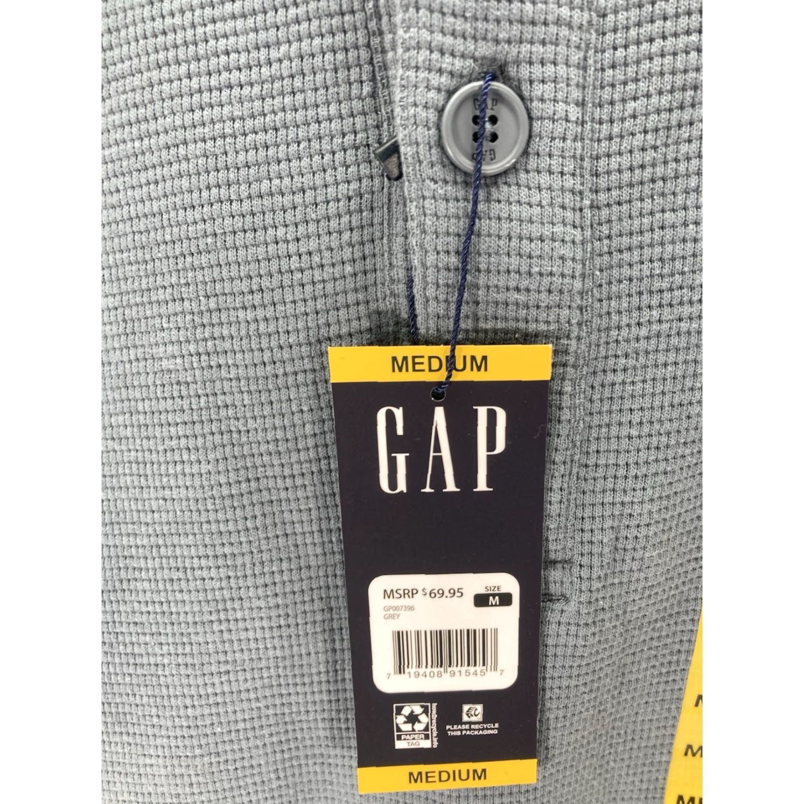 Gap VINTAGE Gap Waffle Henley Hoodie Shirt Men Medium Gray Long Sleeve Pullover Casual NWT Size US M / EU 48-50 / 2 - 5 Thumbnail
