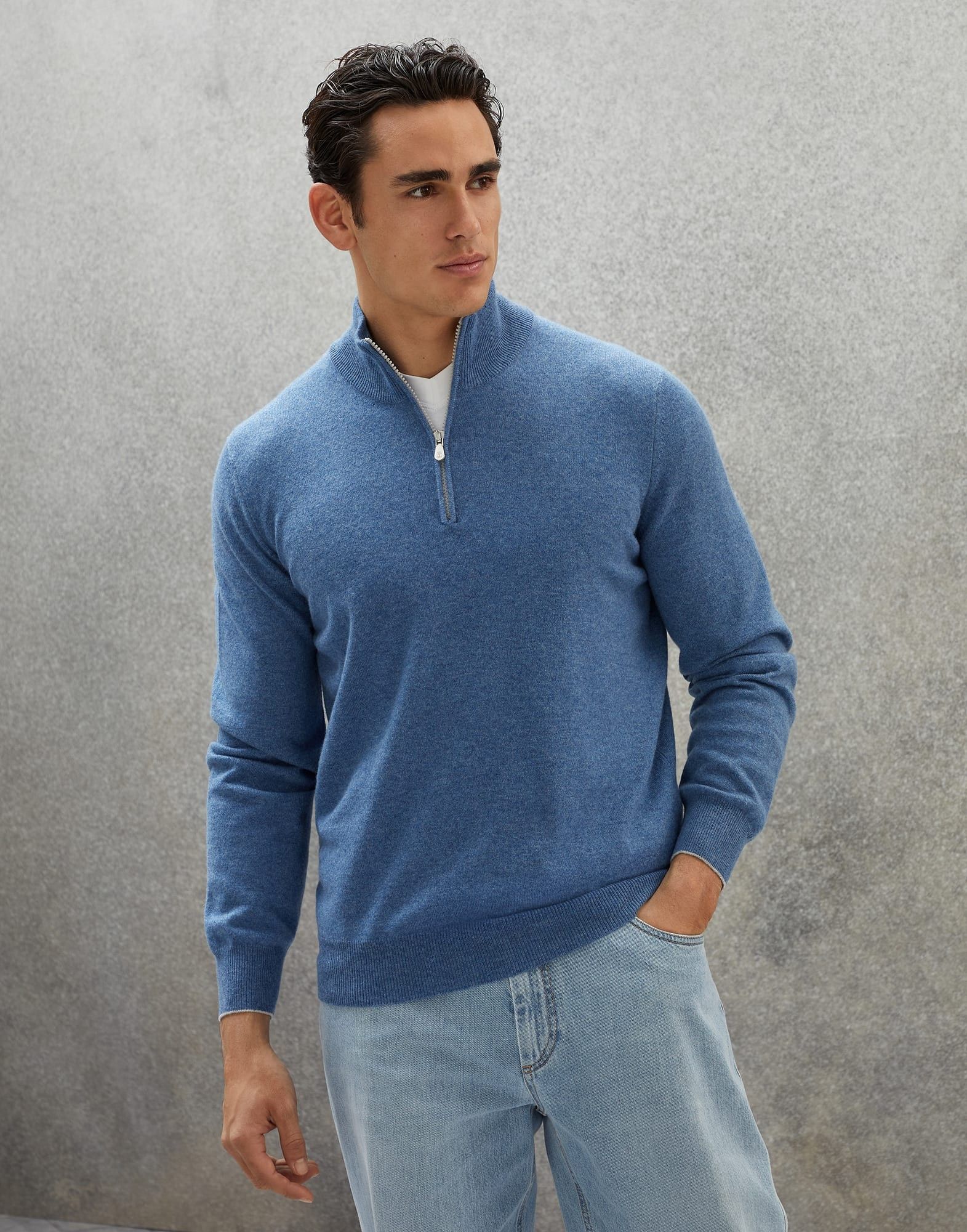 Brunello Cucinelli o1w1db10924 Cashmere Turtleneck in Blue Size US XS / EU 42 / 0 - 1 Thumbnail