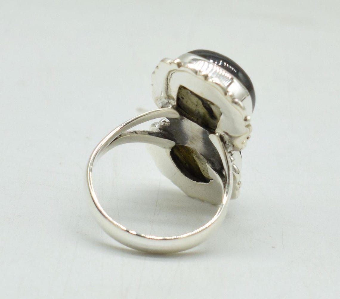 Handmade Blue Fire Labradorite 925K Silver Ring Handmade Boho Jewelry Size ONE SIZE - 5 Thumbnail