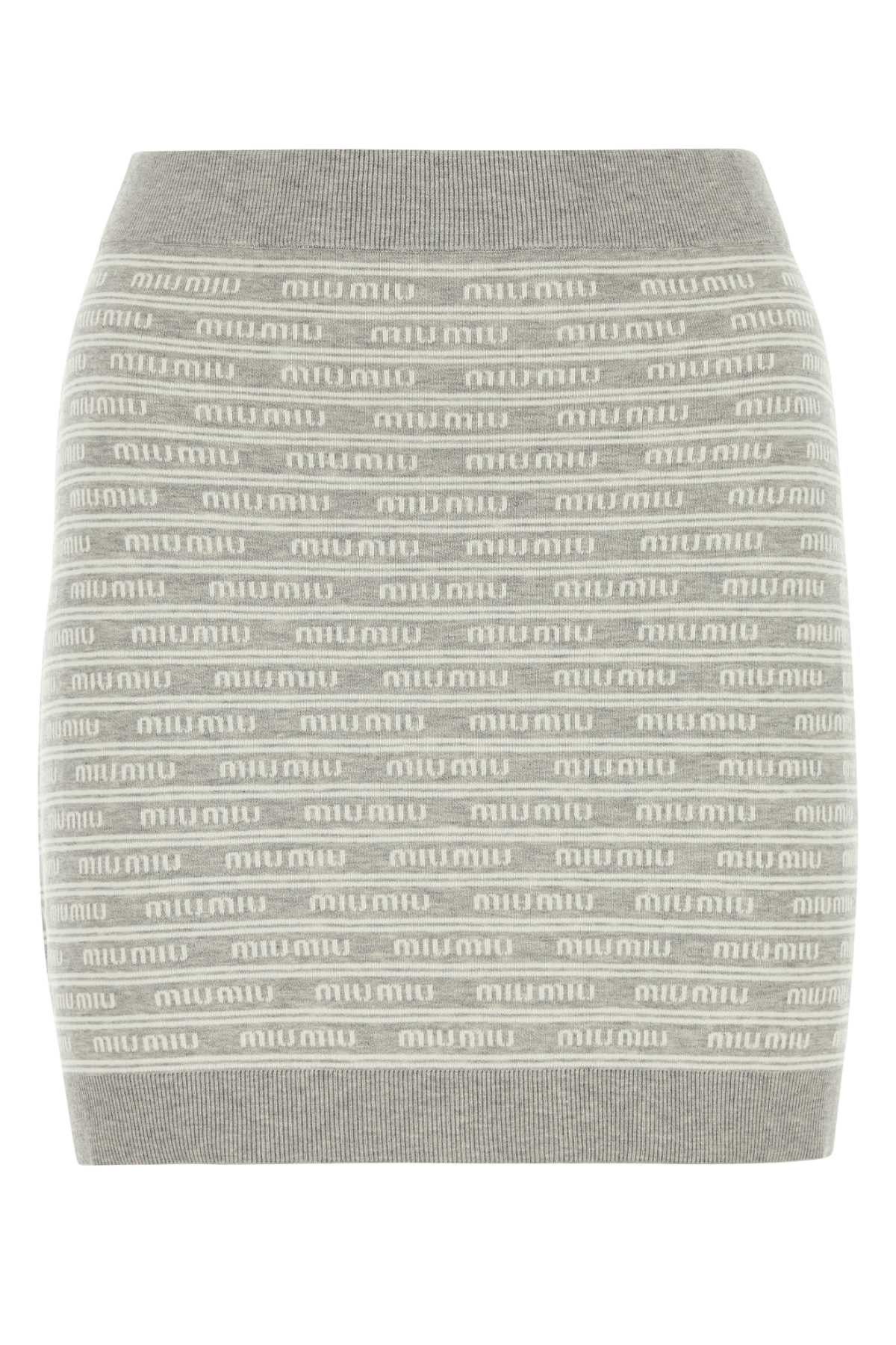 image of Miu Miu Embroidered Cotton Blend Mini Skirt in Printed, Women's (Size 30)