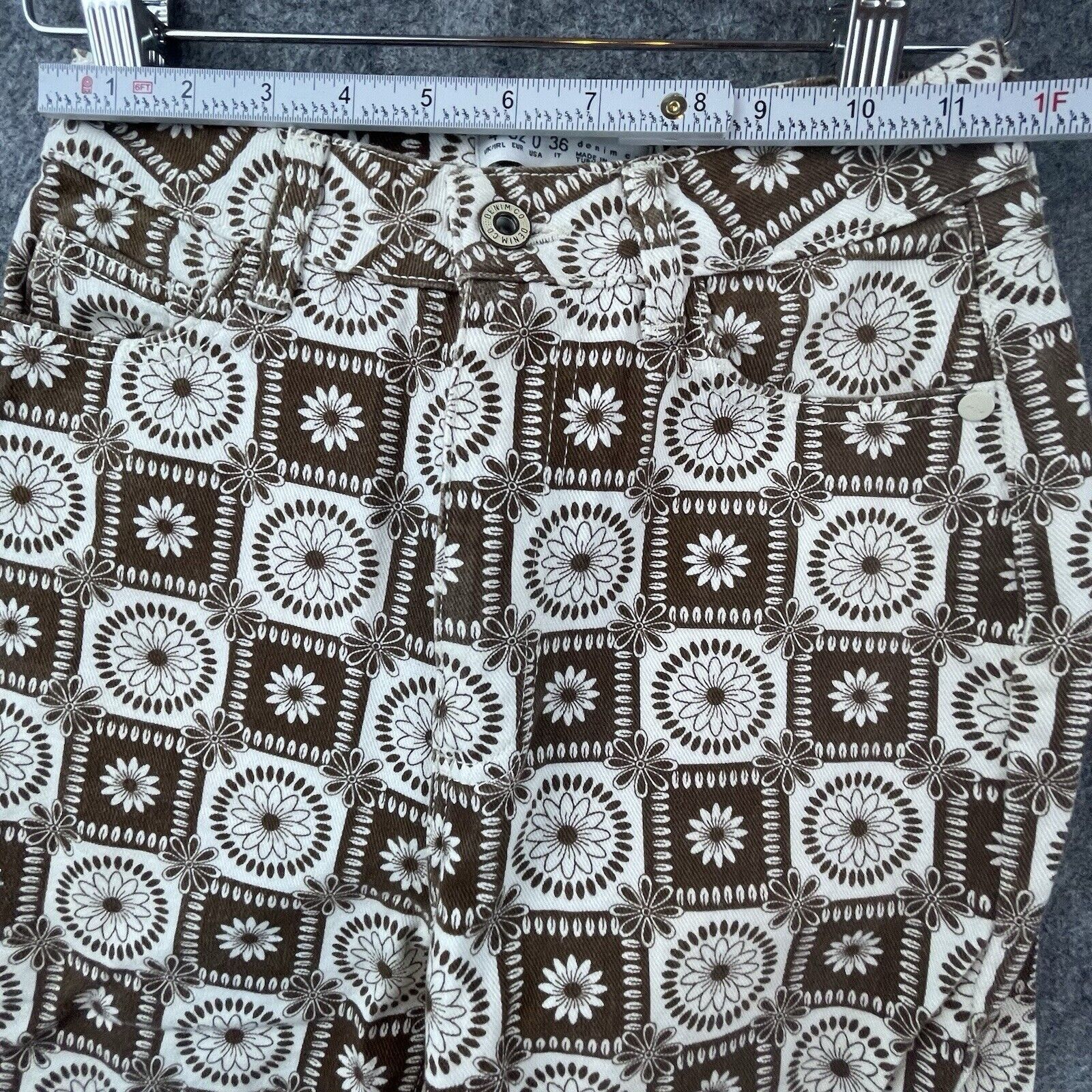 Denim & Co. Denim Co Jeans Womens 0 Brown White Floral Wide Boho Baggy Size 25" / US 0 / IT 36 - 6 Thumbnail